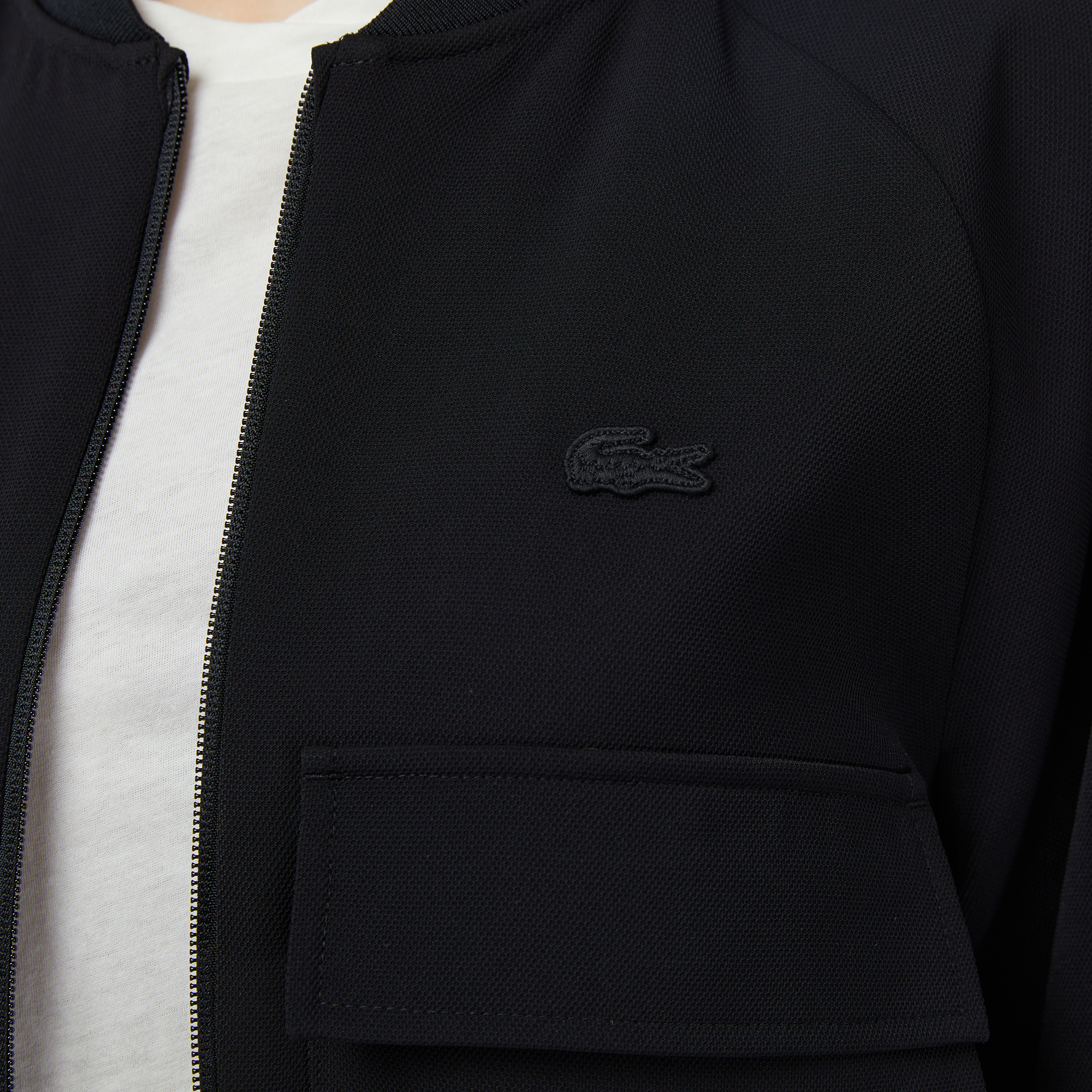 Lacoste Kadın Regular Fit Fermuarlı Siyah Ceket görsel 7