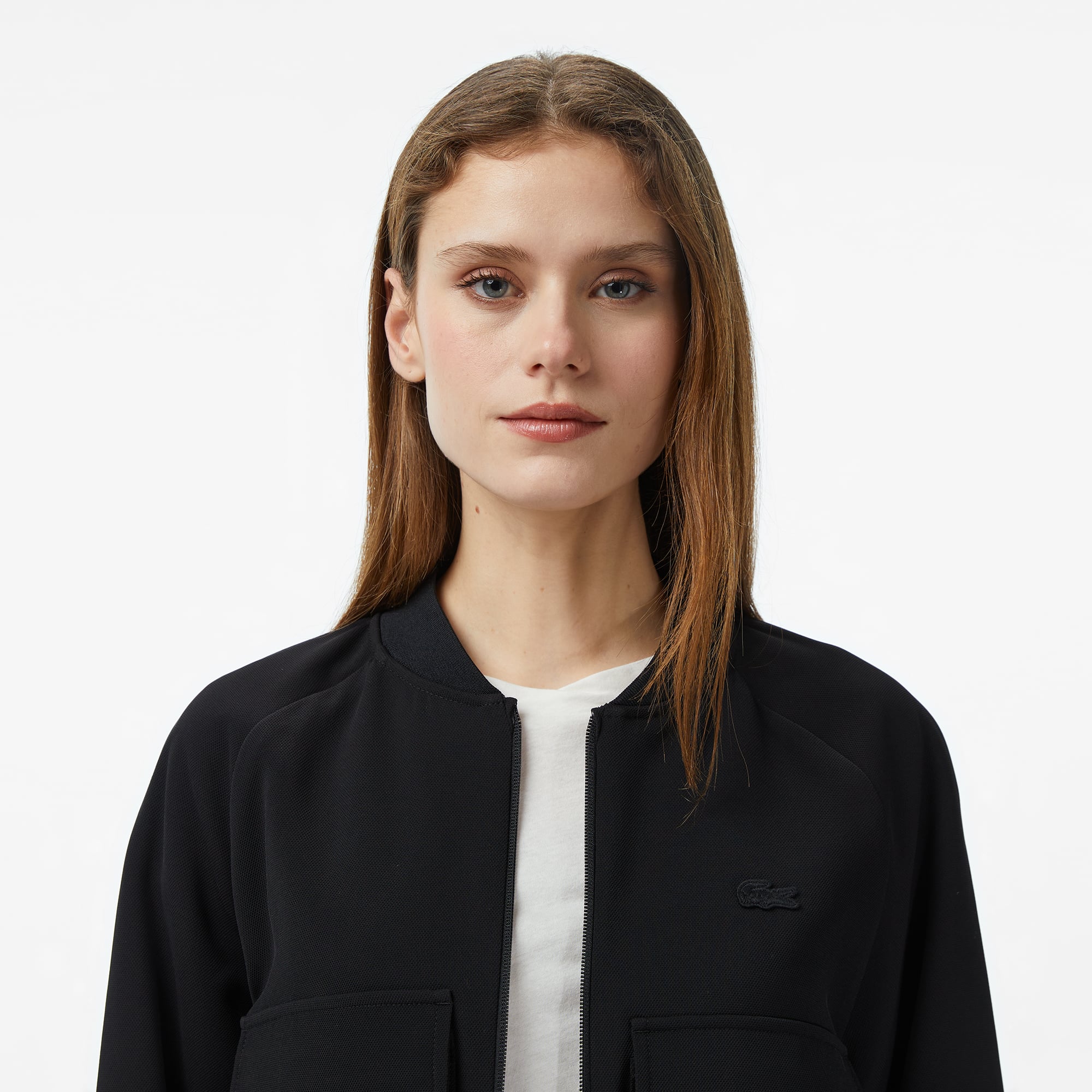 Lacoste Kadın Regular Fit Fermuarlı Siyah Ceket görsel 6