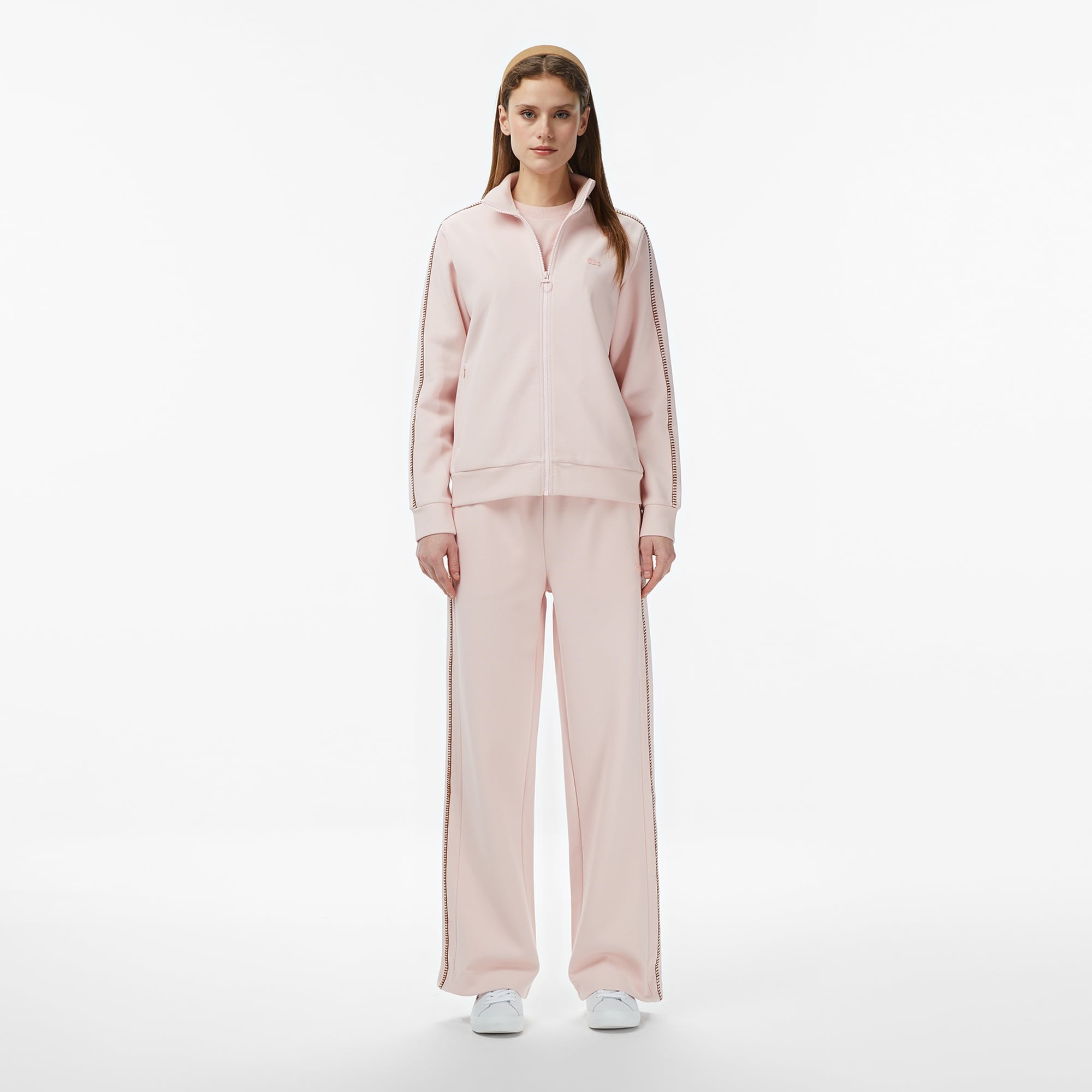 Kadın Regular Fit Dik Yaka Açık Pembe Sweatshirt