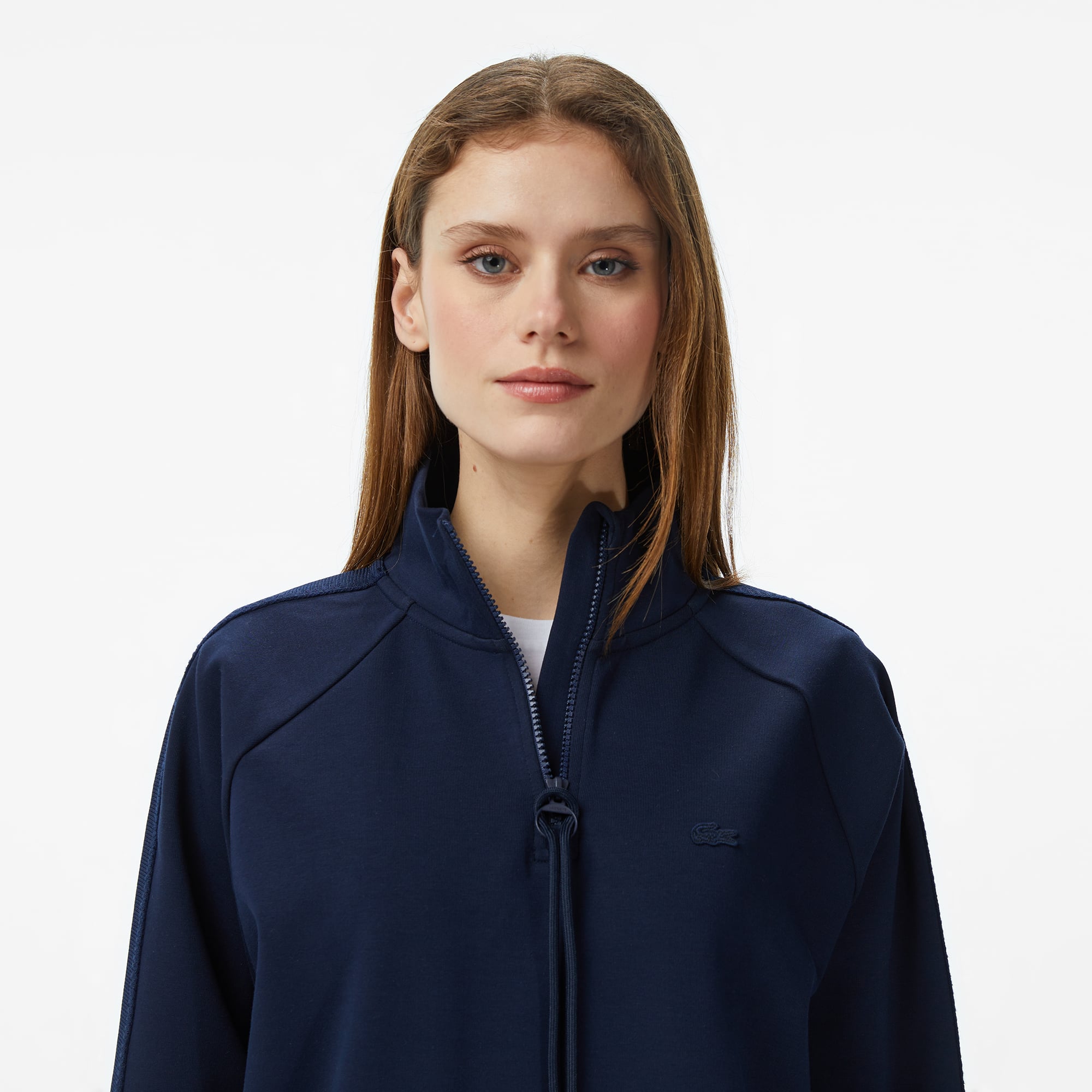 Lacoste Kadın Loose Fit Dik Yaka Lacivert Sweatshirt görsel 6