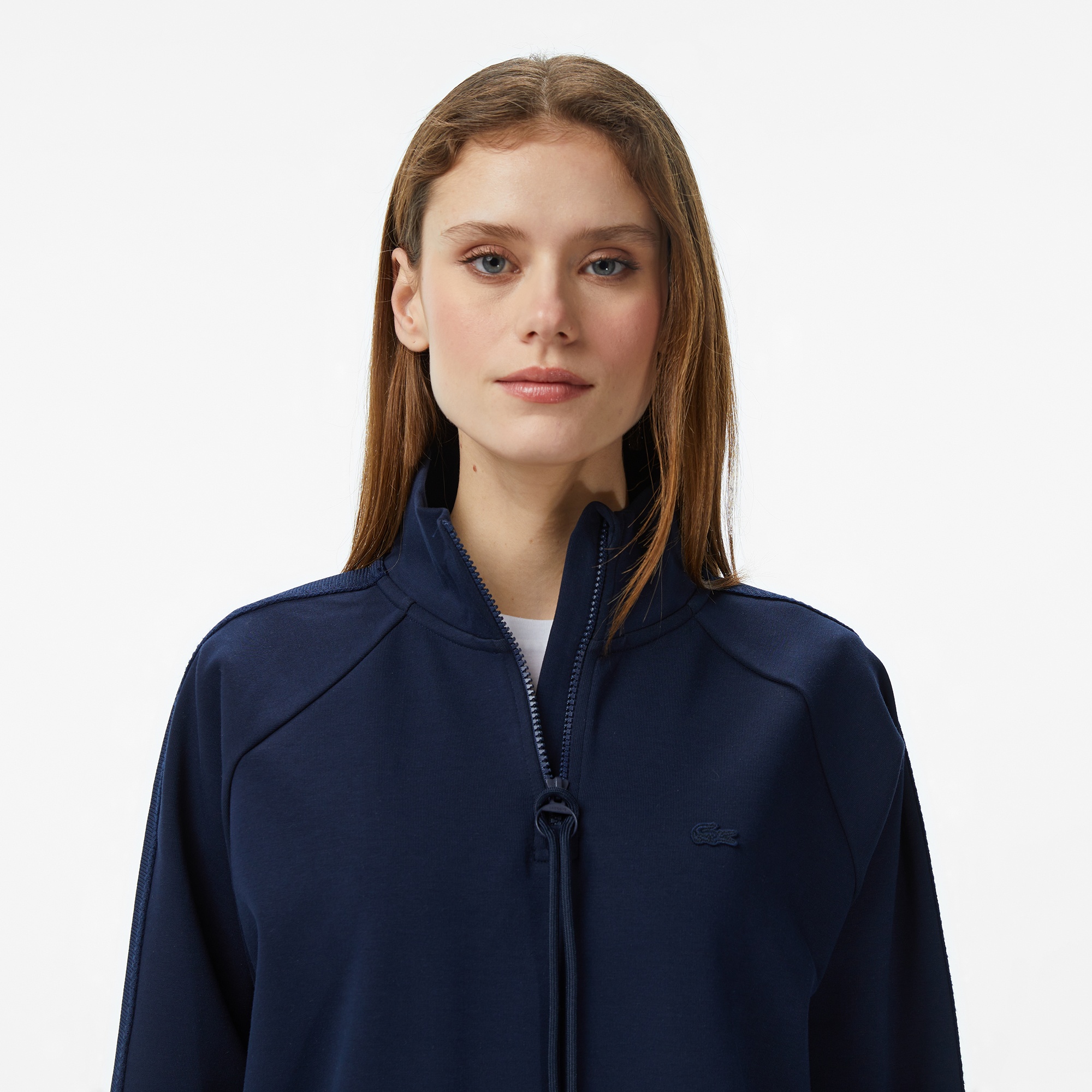 Kadın Loose Fit Dik Yaka Lacivert Sweatshirt