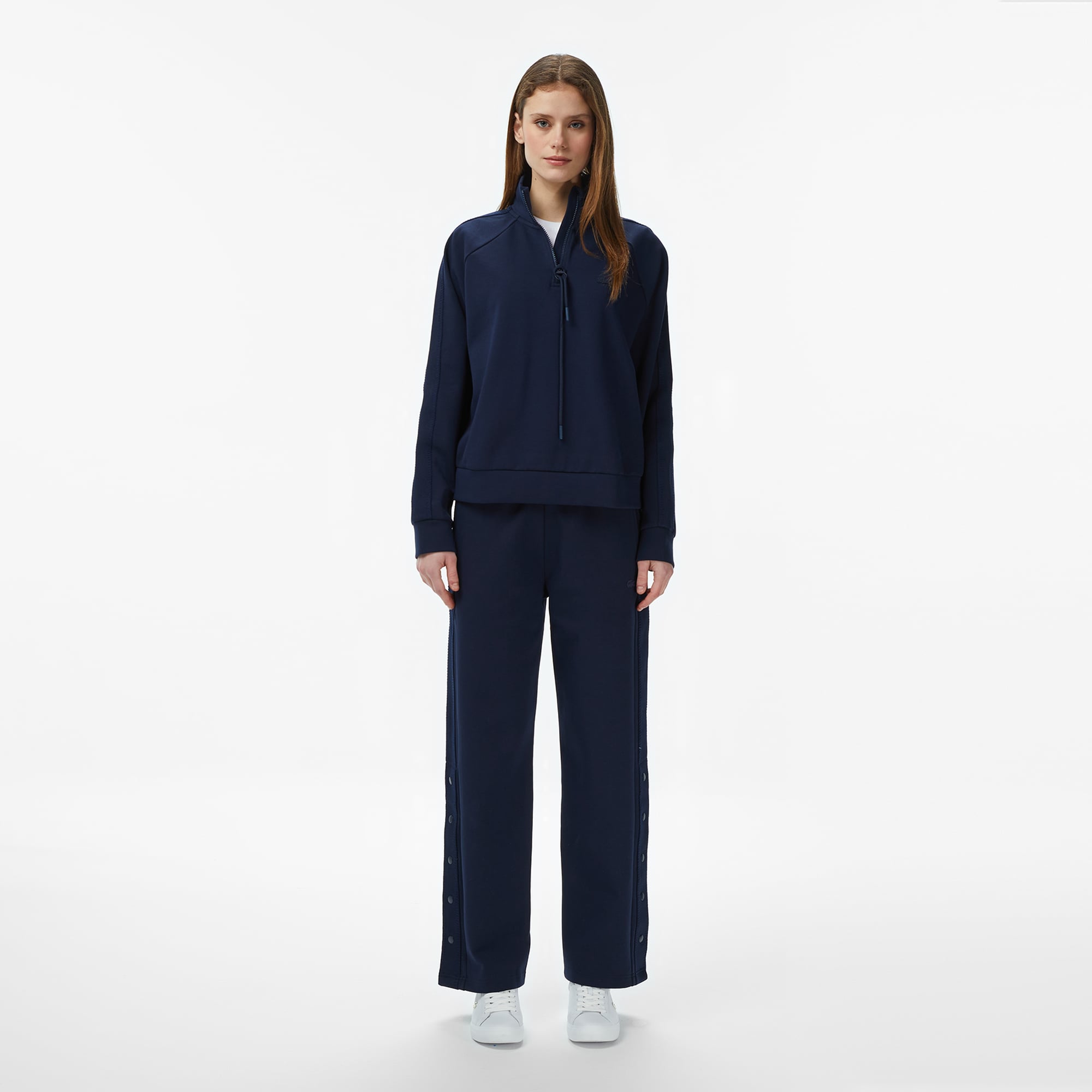 Lacoste Kadın Loose Fit Dik Yaka Lacivert Sweatshirt görsel 5