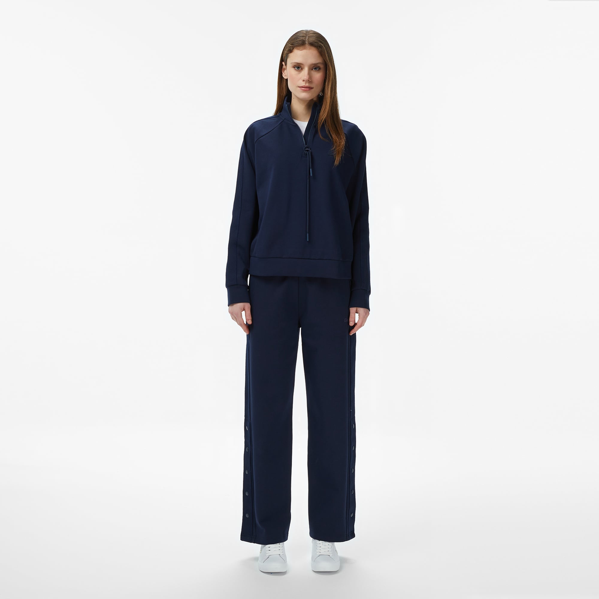 Kadın Loose Fit Dik Yaka Lacivert Sweatshirt