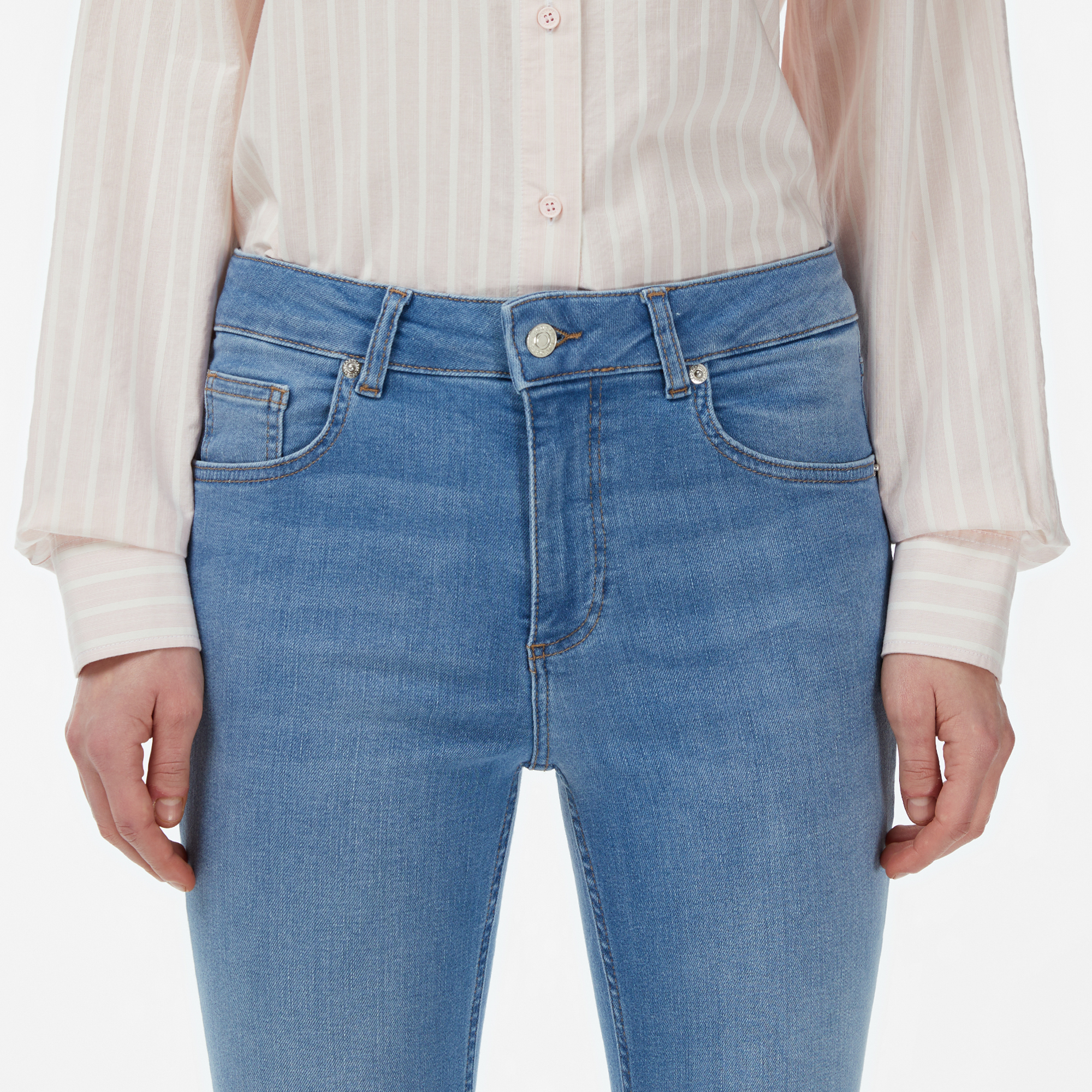 Lacoste Kadın Slim Fit Mavi Jean Pantolon görsel 7
