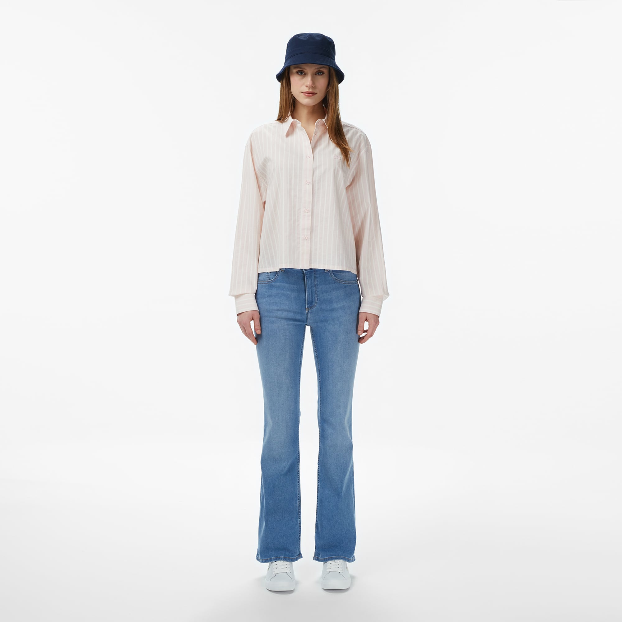 Lacoste Kadın Slim Fit Mavi Jean Pantolon