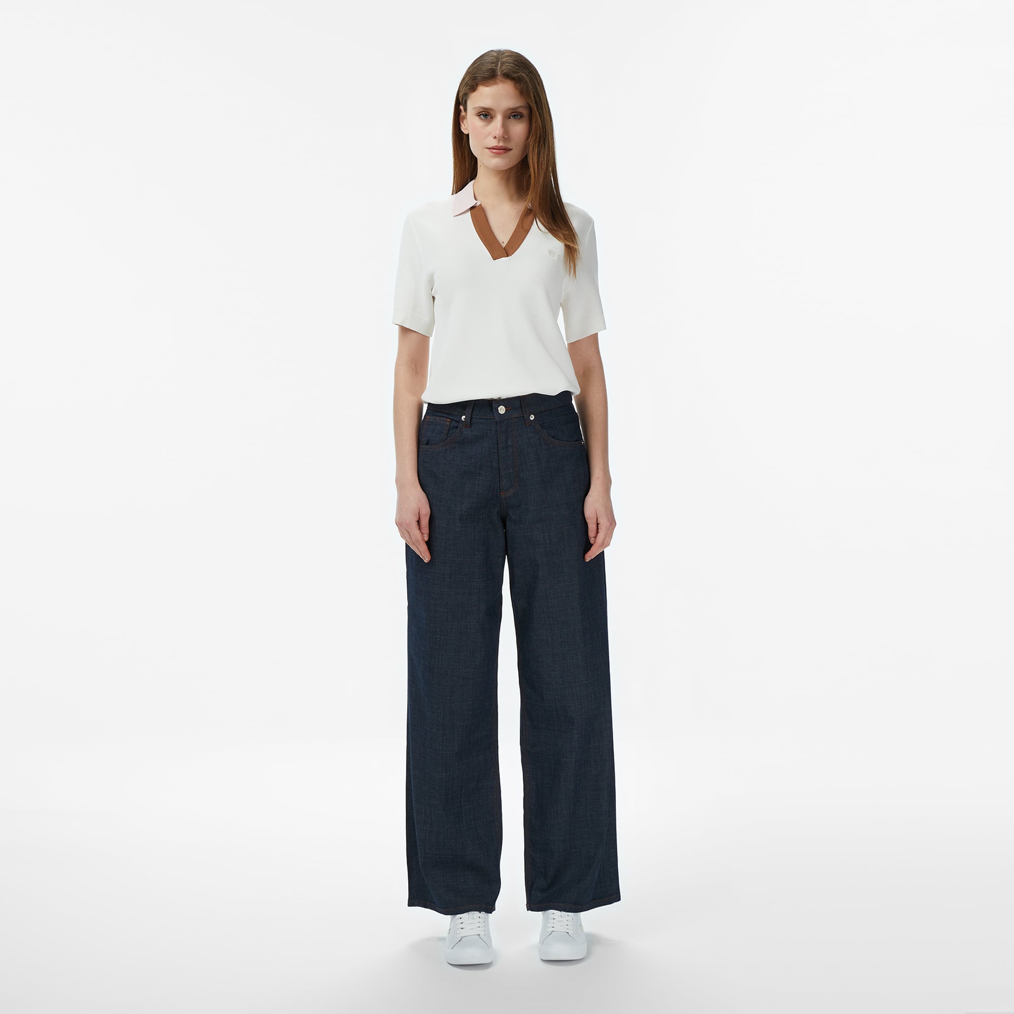Lacoste Kadın Regular Fit Koyu Mavi Jean Pantolon