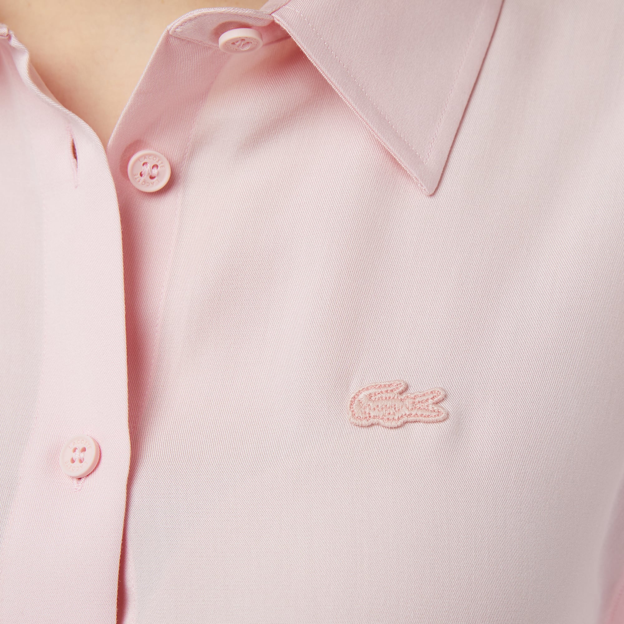 Lacoste Kadın Slim Fit Açık Pembe Gömlek görsel 7