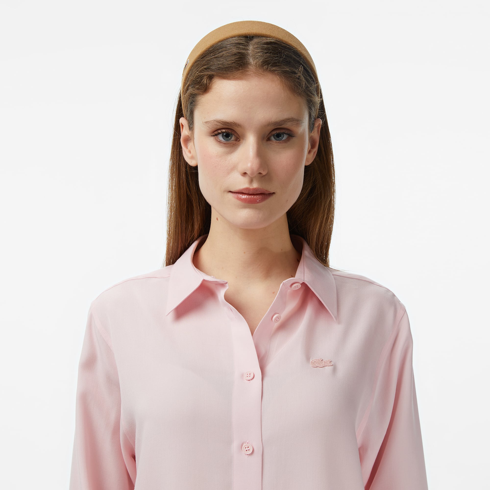 Lacoste Kadın Slim Fit Açık Pembe Gömlek görsel 6