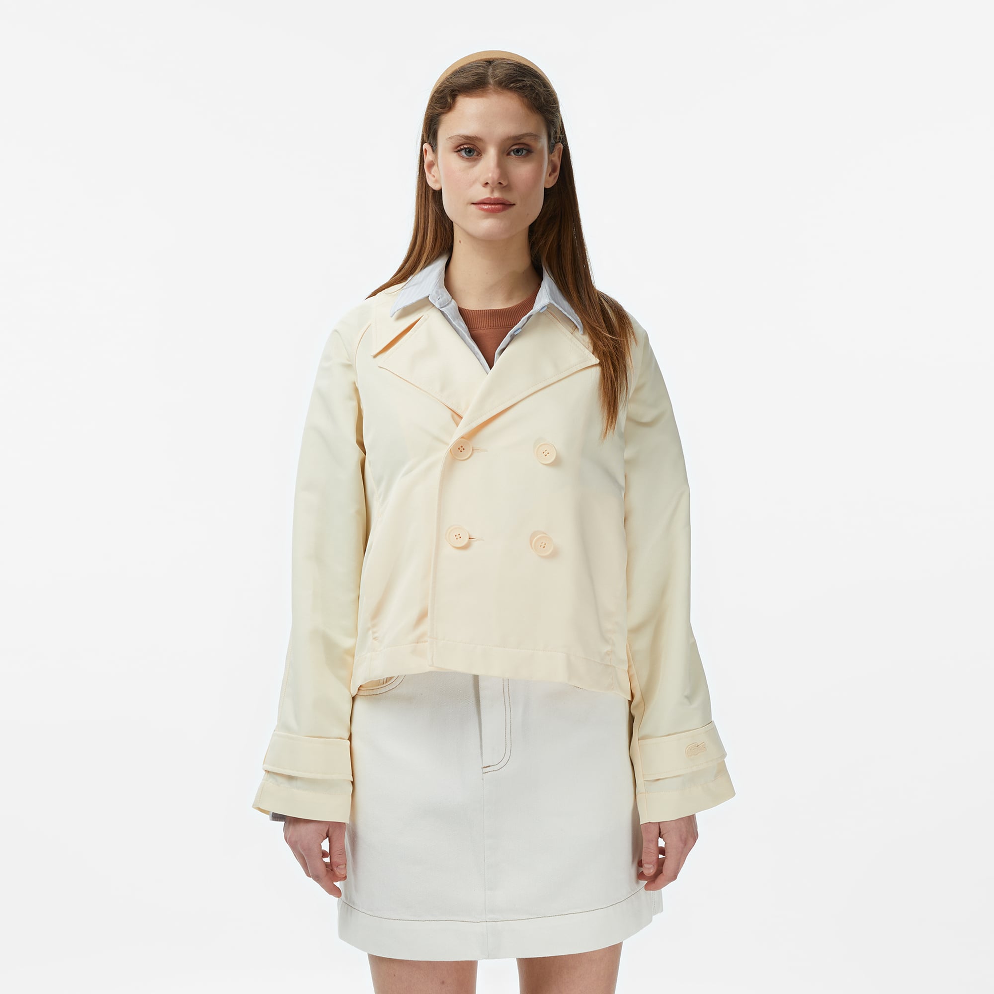 Lacoste Kadın Relaxed Fit Bej Trençkot