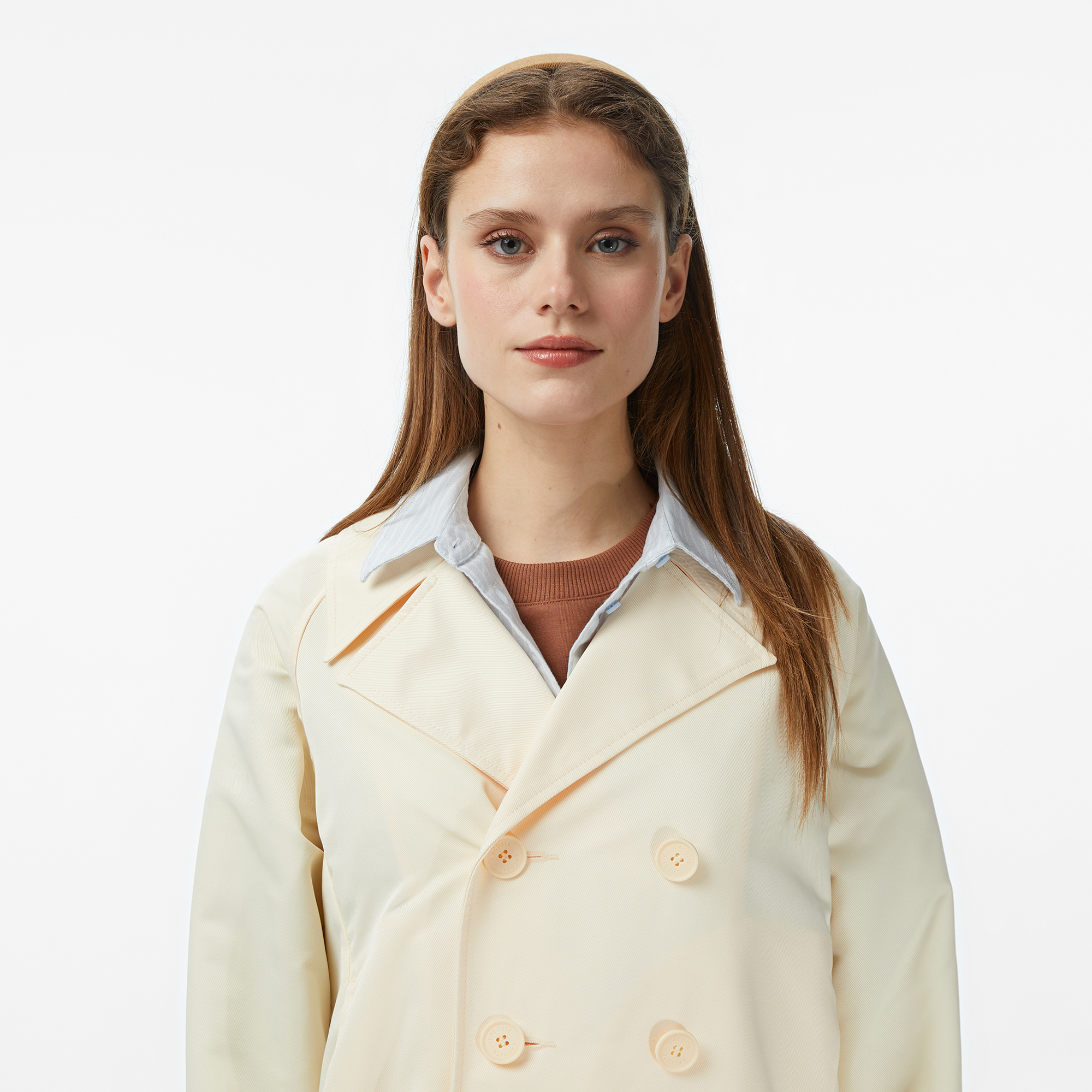 Lacoste Kadın Relaxed Fit Bej Trençkot görsel 6