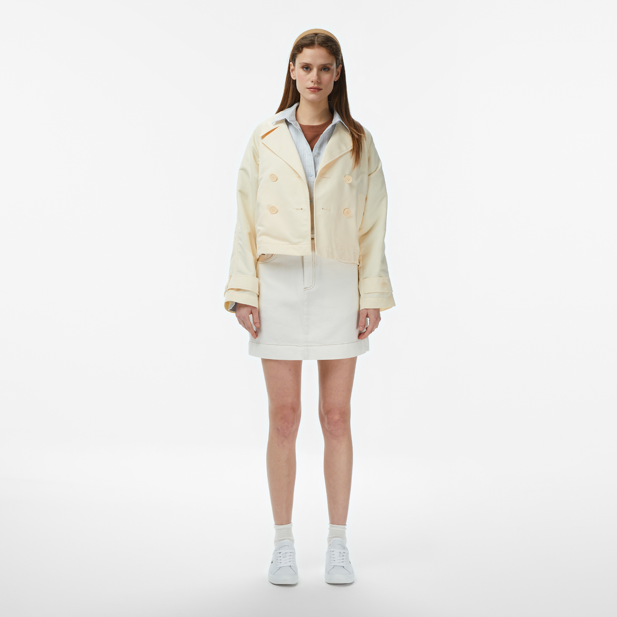 Lacoste Kadın Relaxed Fit Bej Trençkot görsel 5