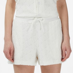 Kadın Relaxed Fit Desenli Krem Şort Krem