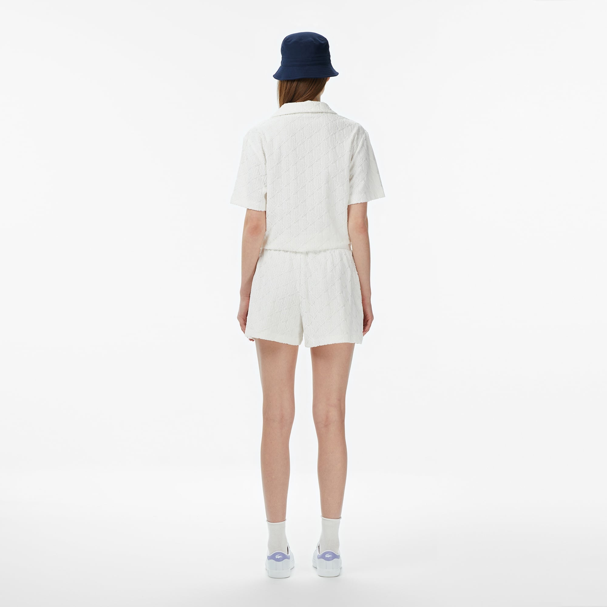 Kadın Relaxed Fit Desenli Krem Şort