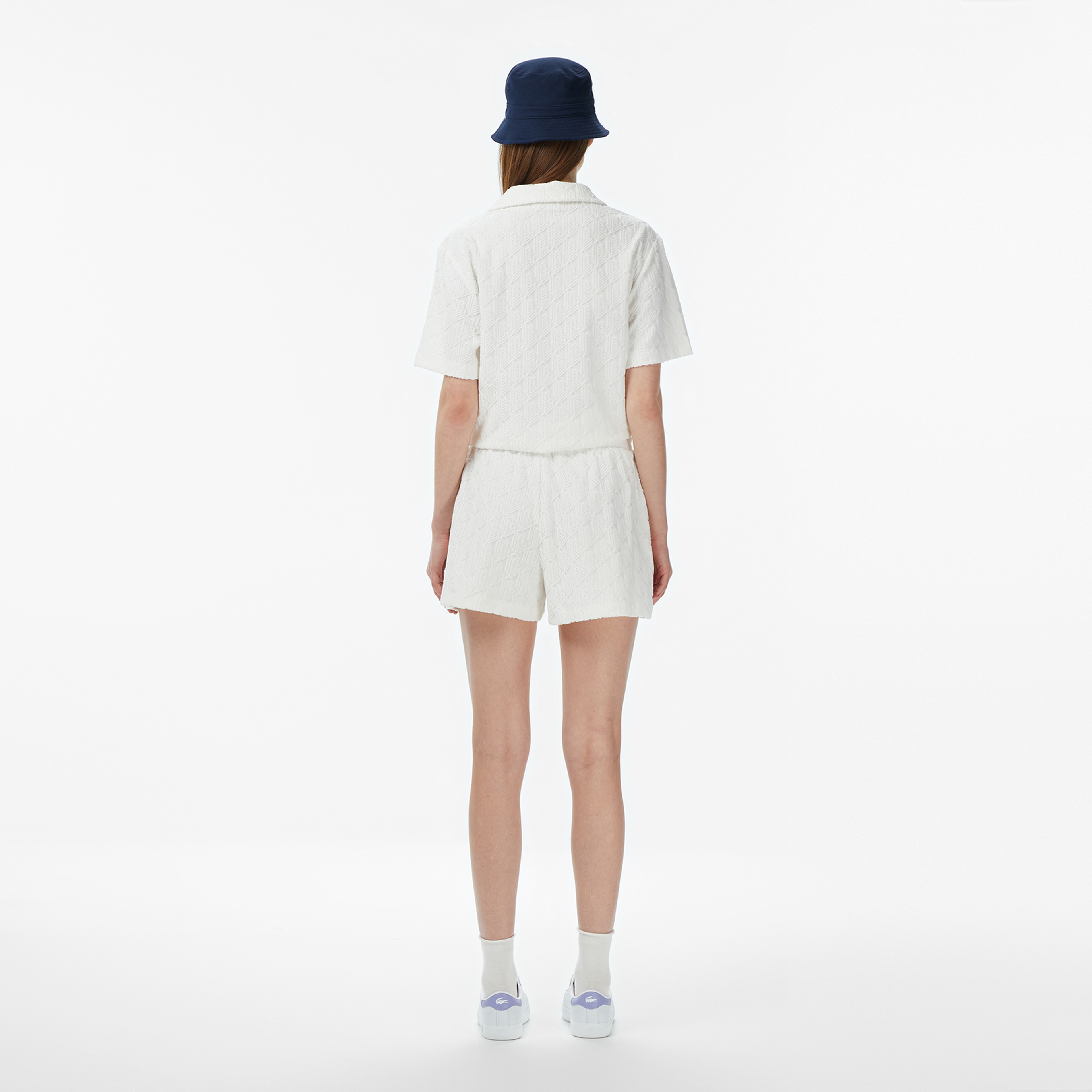 Kadın Relaxed Fit Desenli Krem Şort