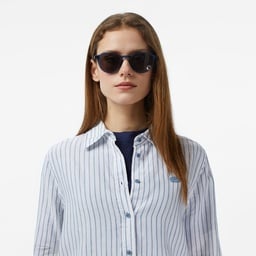 Kadın Relaxed Fit Keten Mavi Gömlek Mavi