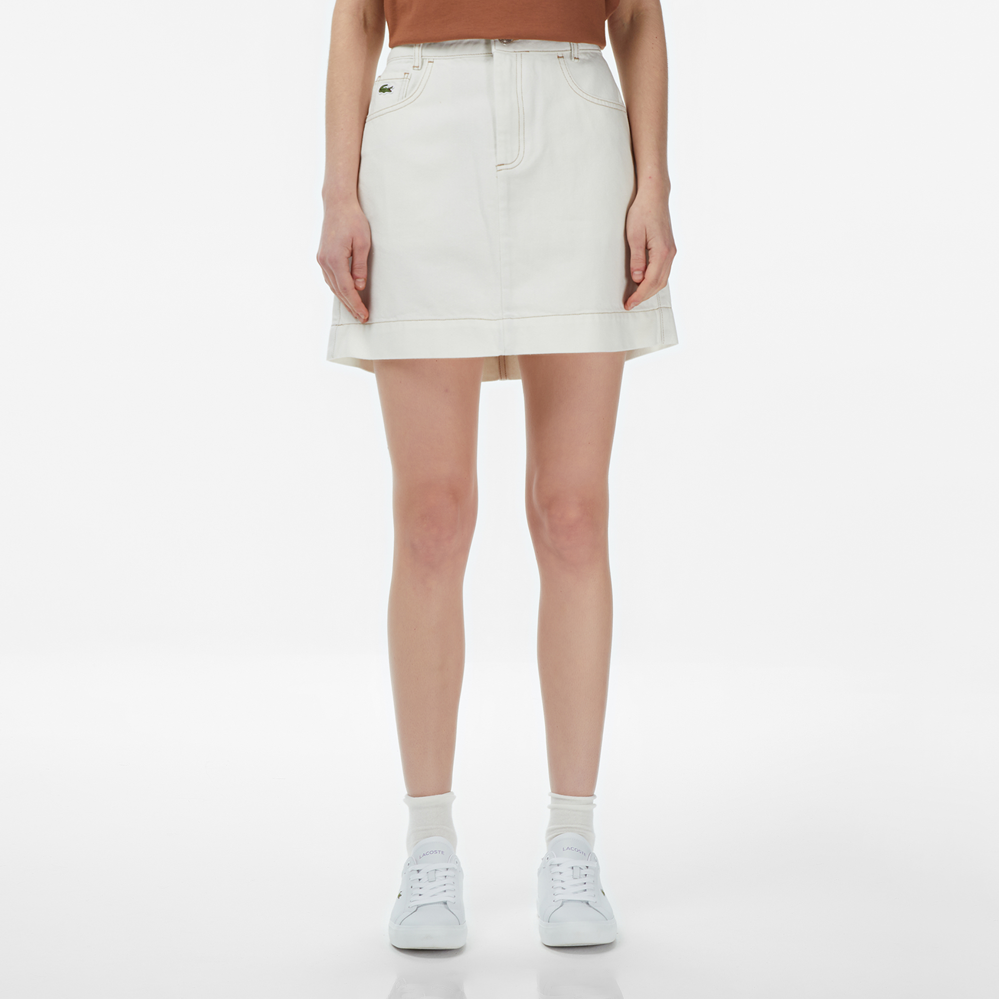 Lacoste Kadın Classic Fit Denim Krem Etek görsel 7