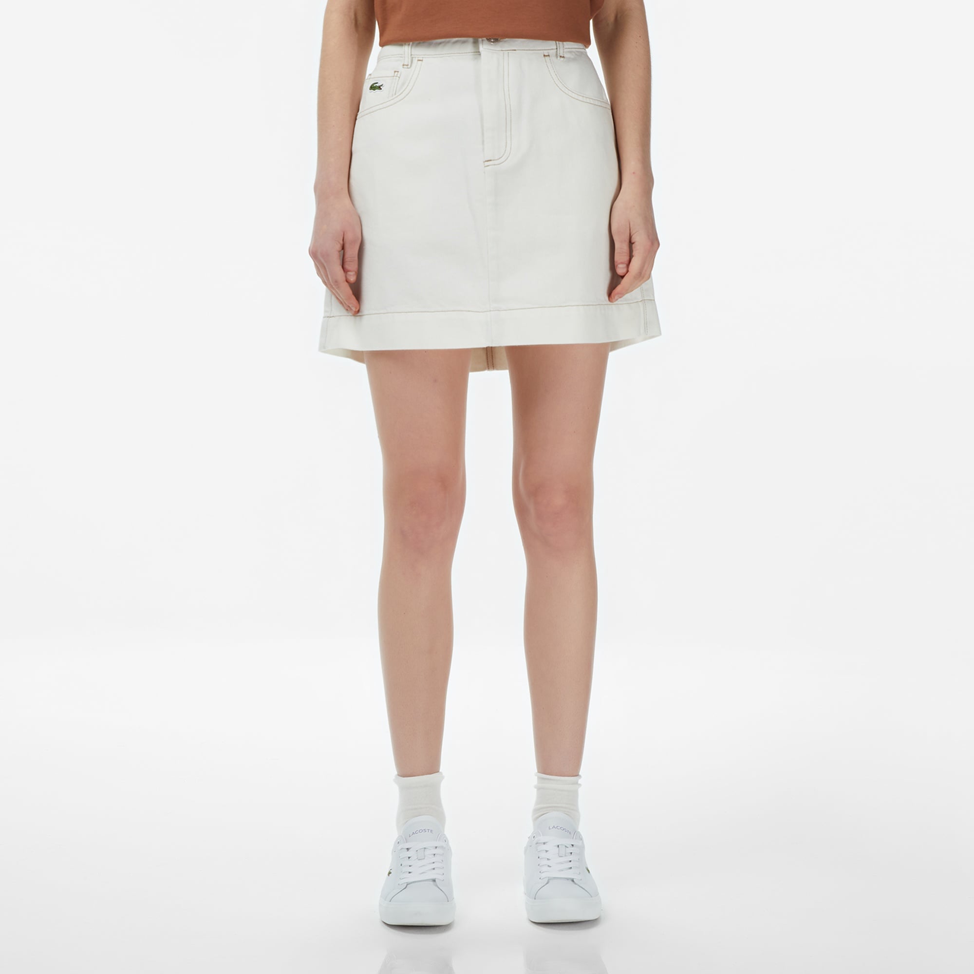 Kadın Classic Fit Denim Krem Etek