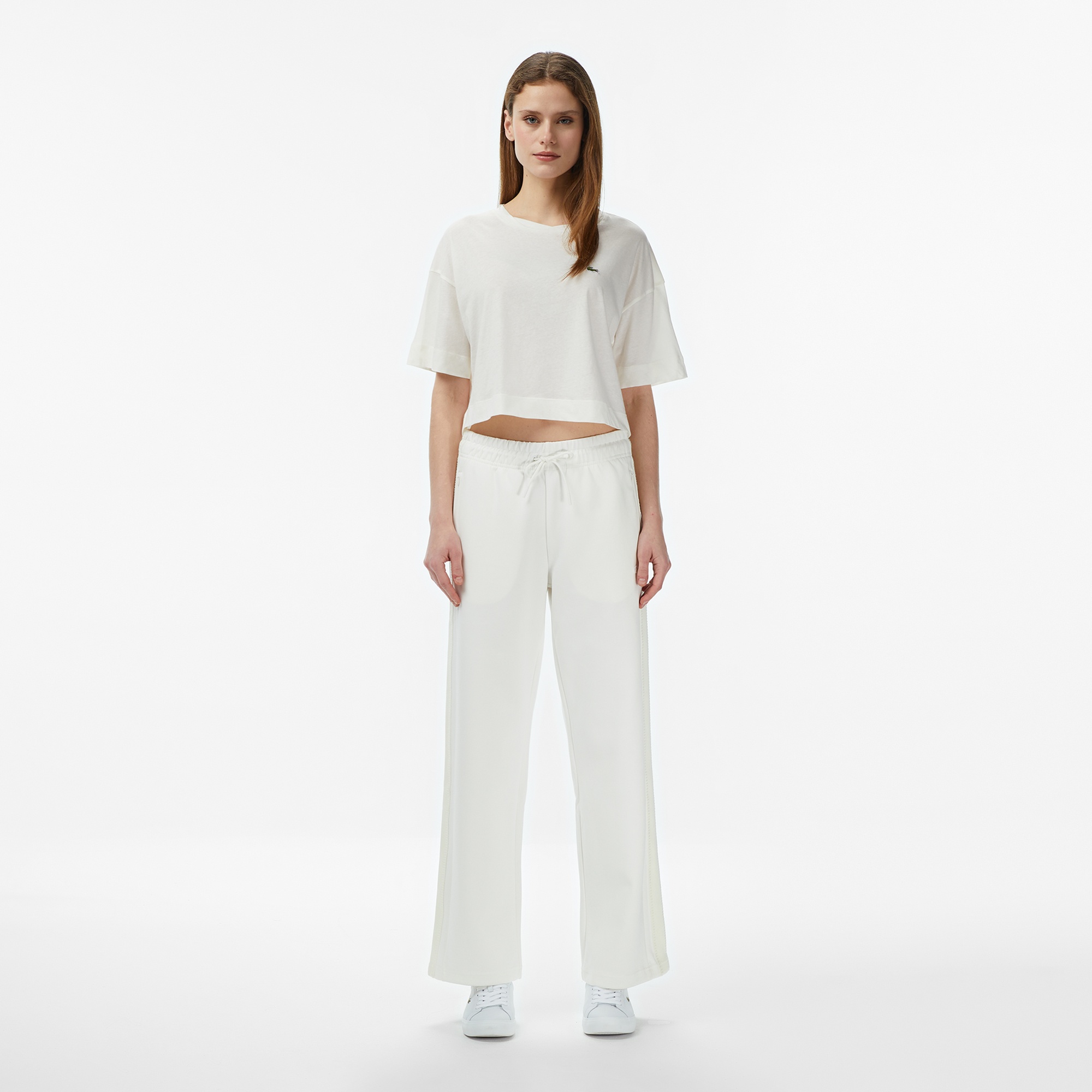 Kadın Bisiklet Yaka Krem T-Shirt