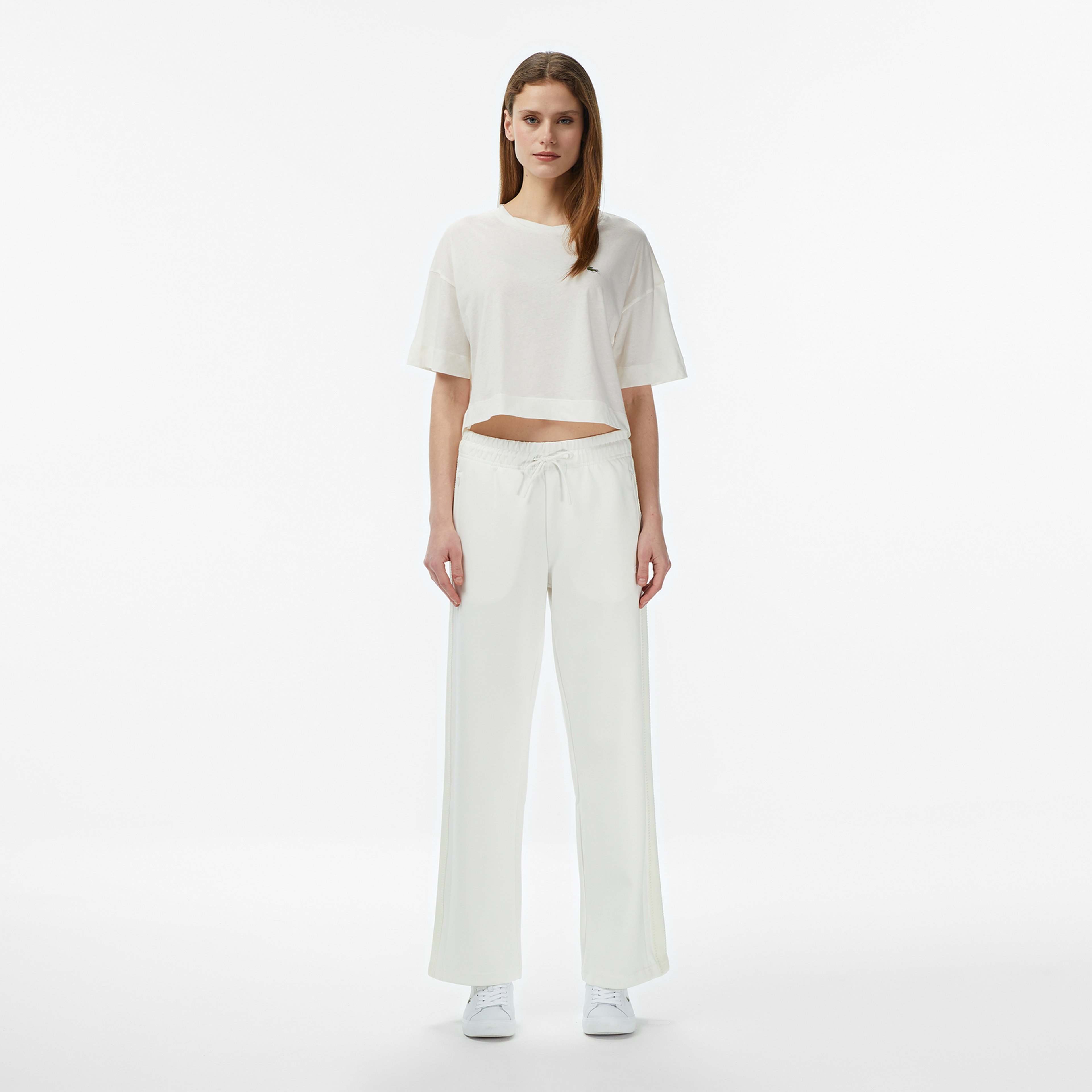 Kadın Bisiklet Yaka Krem T-Shirt