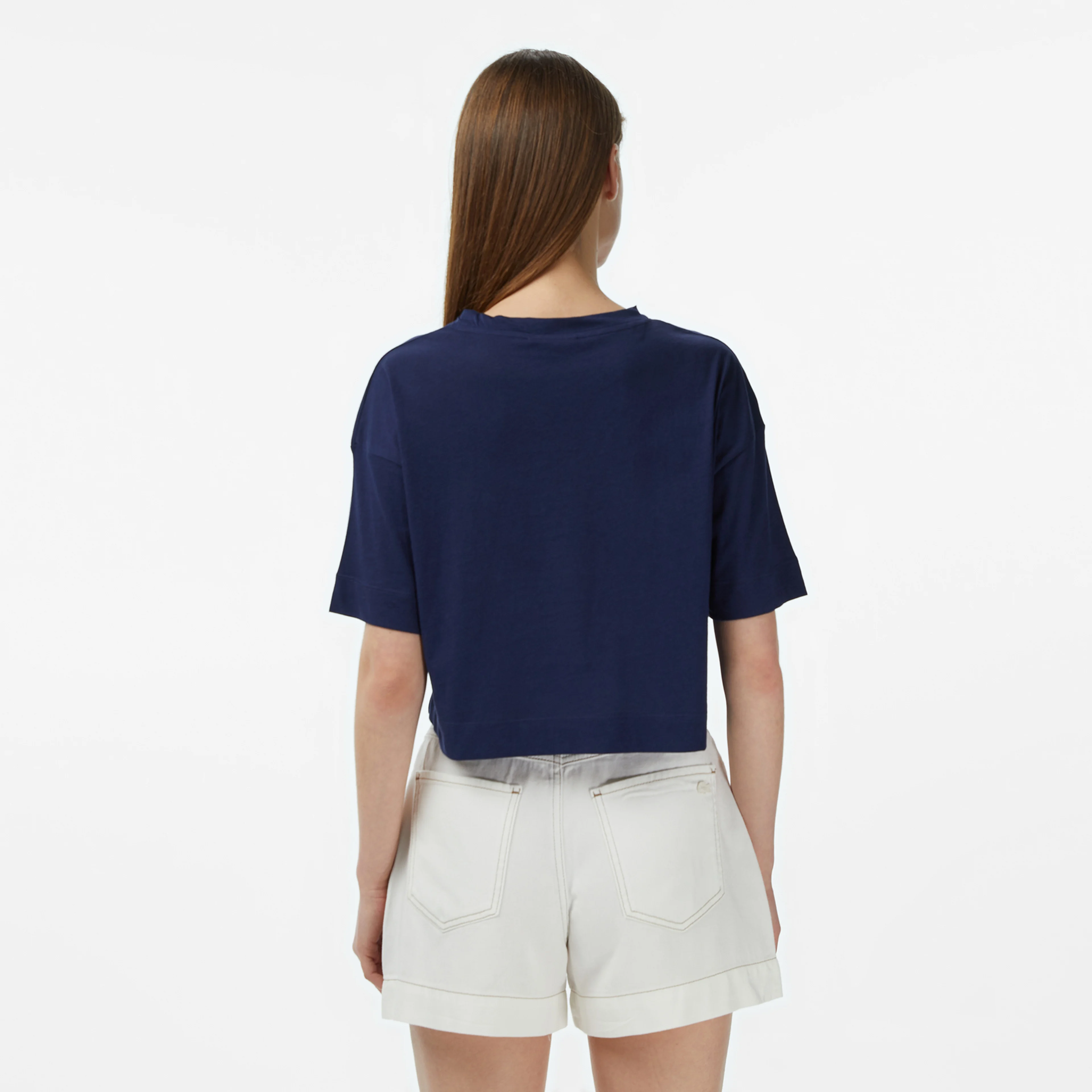 Kadın Bisiklet Yaka Lacivert T-Shirt