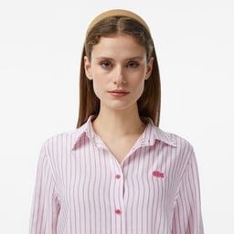 Kadın Relaxed Fit Keten Pembe Gömlek Pembe