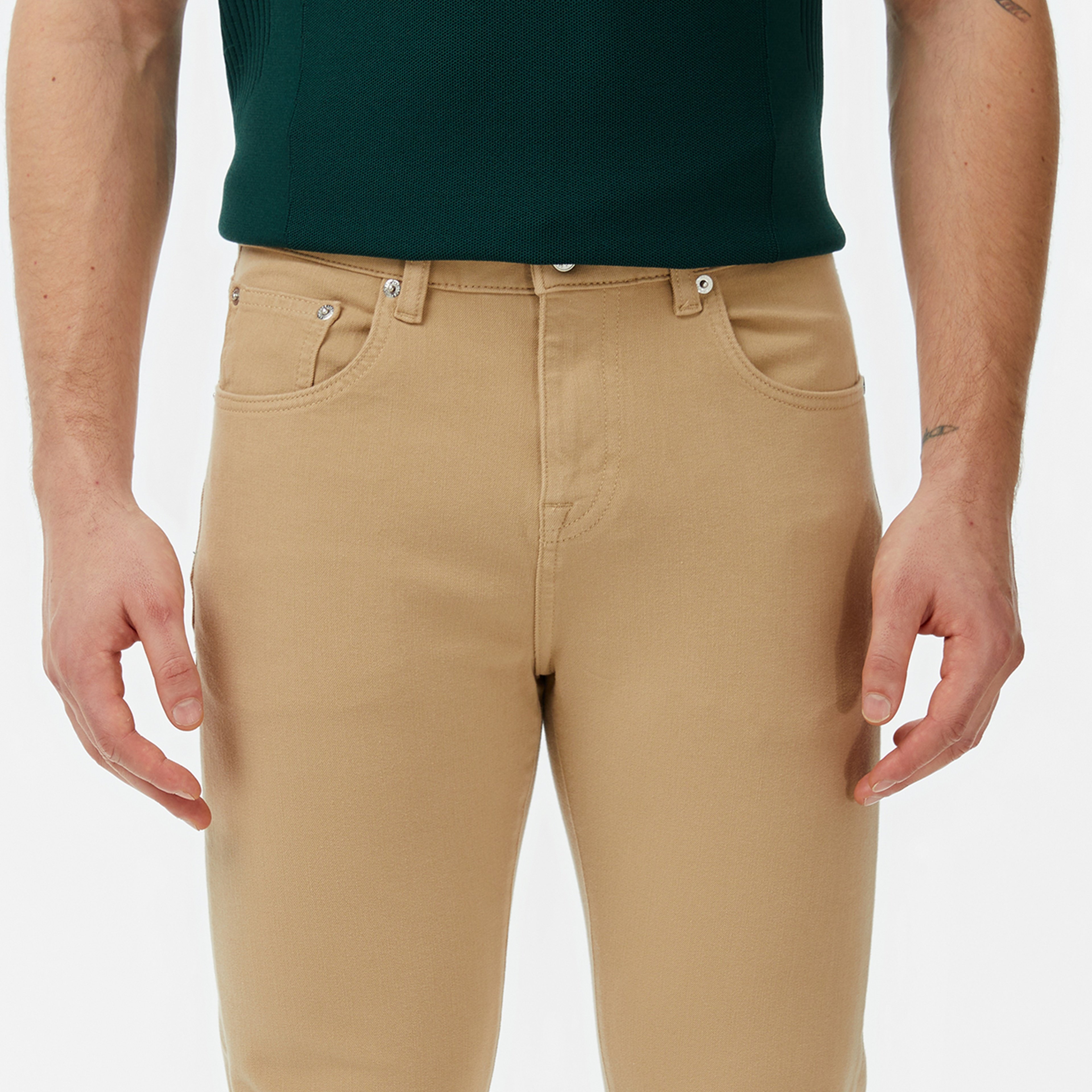 Erkek Slim Fit Bej Jean Pantolon