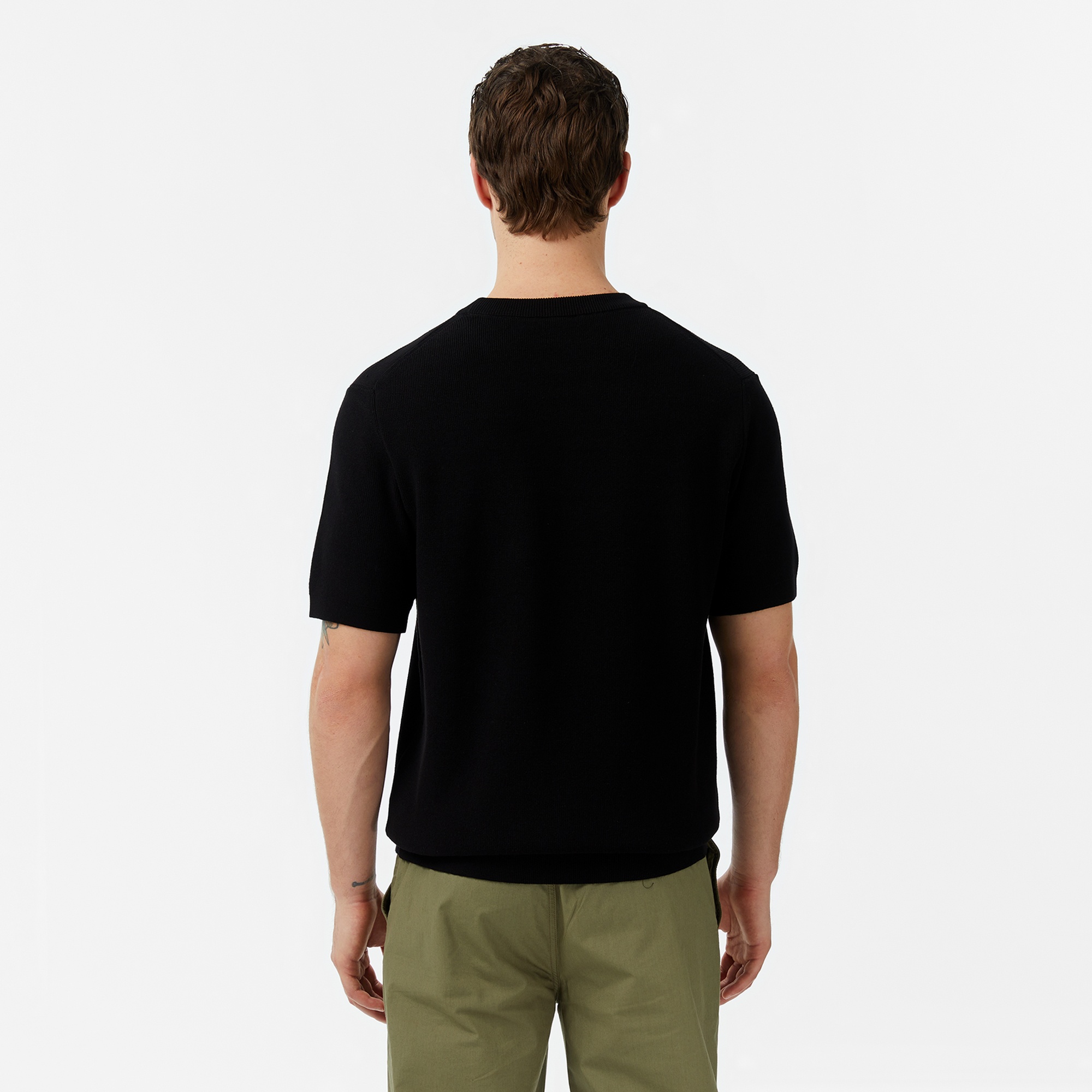 Erkek Classic Fit Kısa Kollu Bisiklet Yaka Siyah Triko