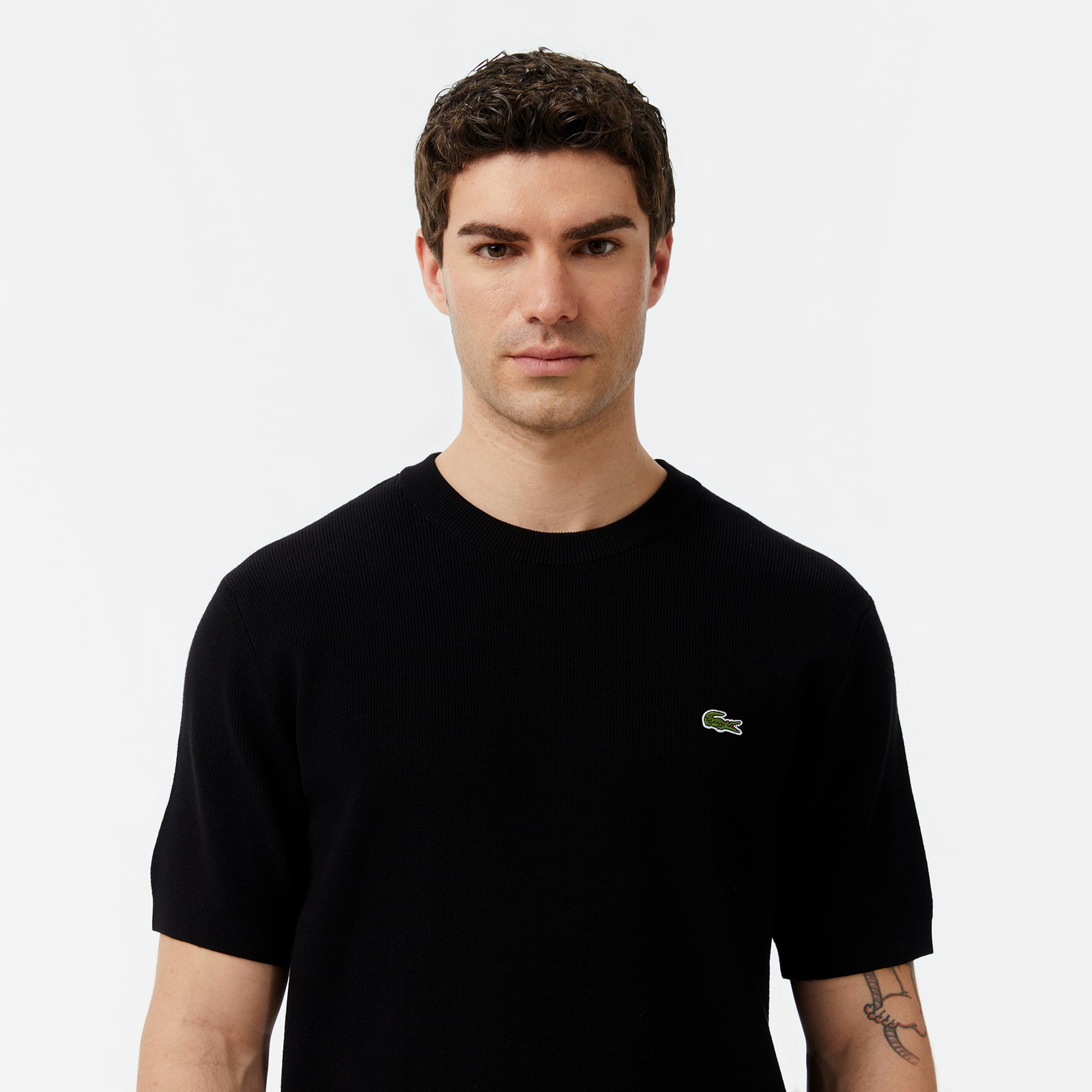 Erkek Classic Fit Kısa Kollu Bisiklet Yaka Siyah Triko