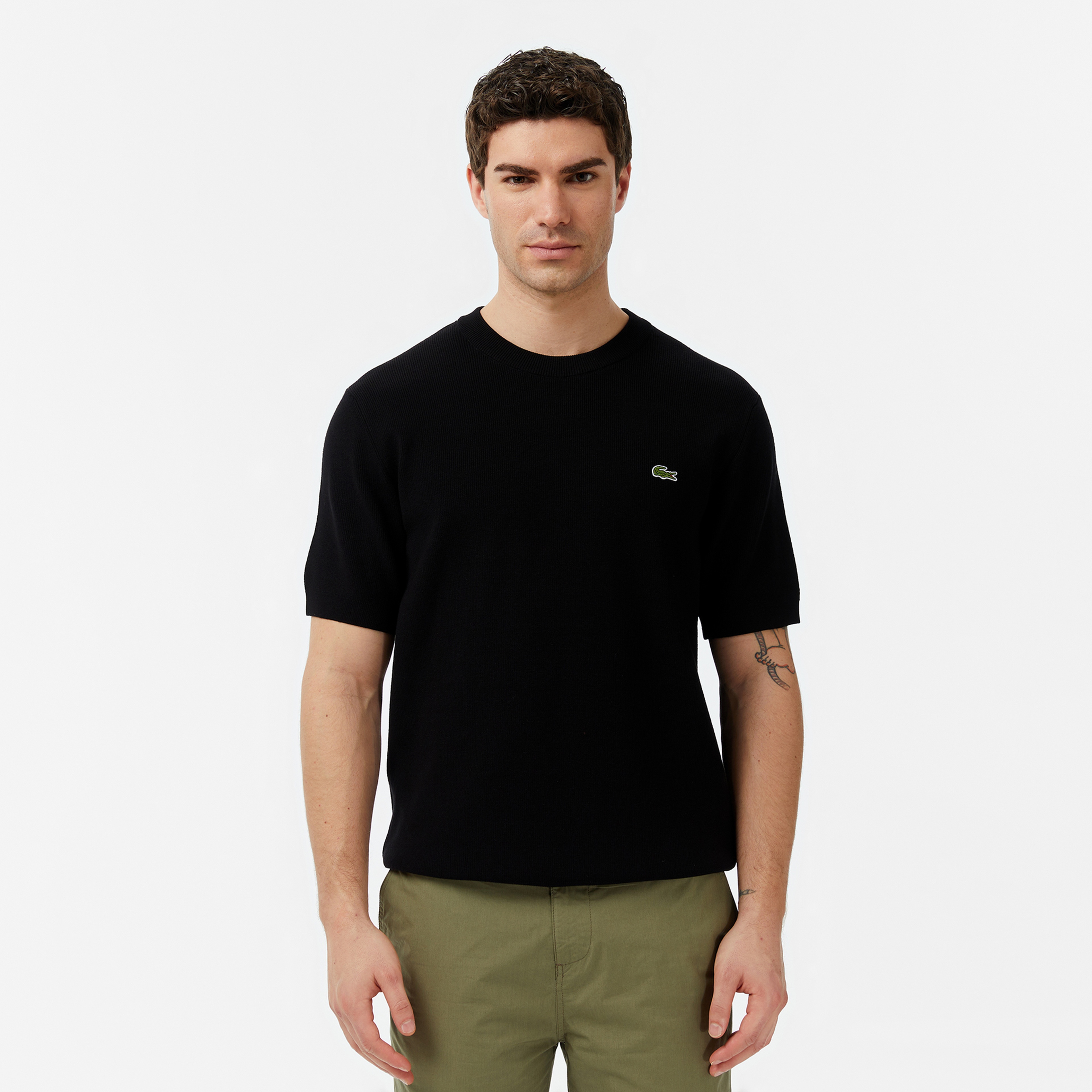 Erkek Classic Fit Kısa Kollu Bisiklet Yaka Siyah Triko