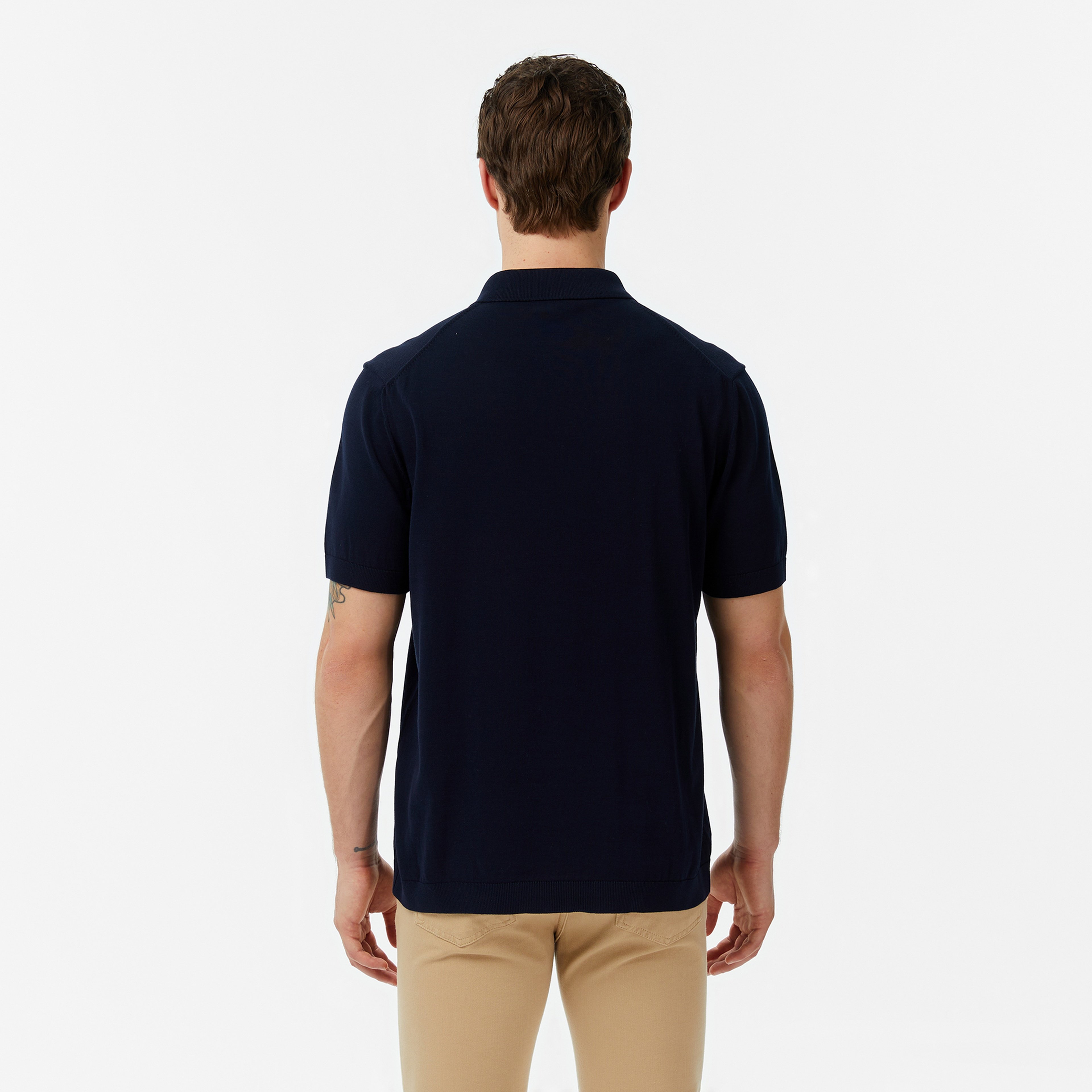 Erkek Classic Fit Kısa Kollu Polo Yaka Lacivert Triko