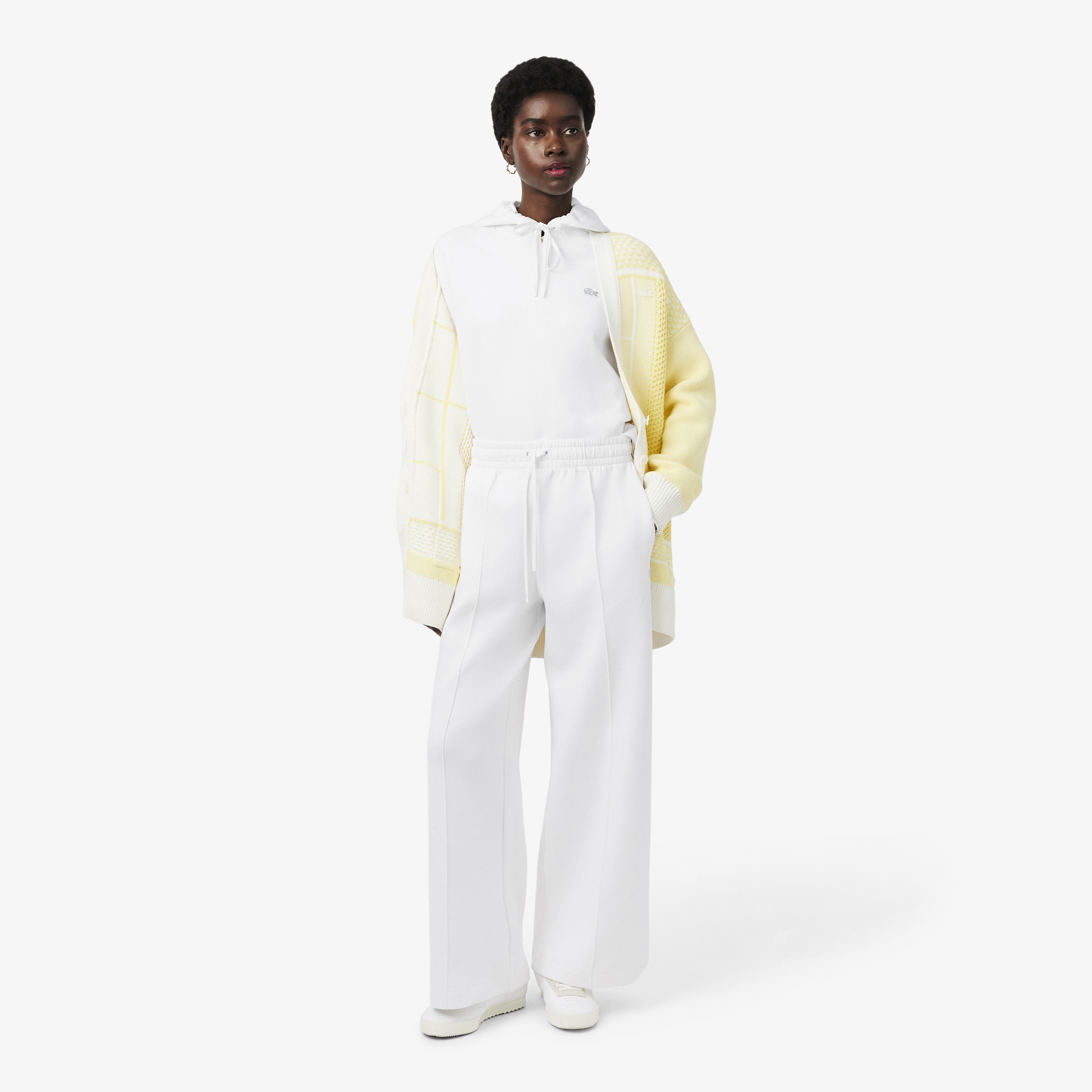 Lacoste Kadın Oversize Fit Kapüşonlu Beyaz Sweatshirt görsel 4