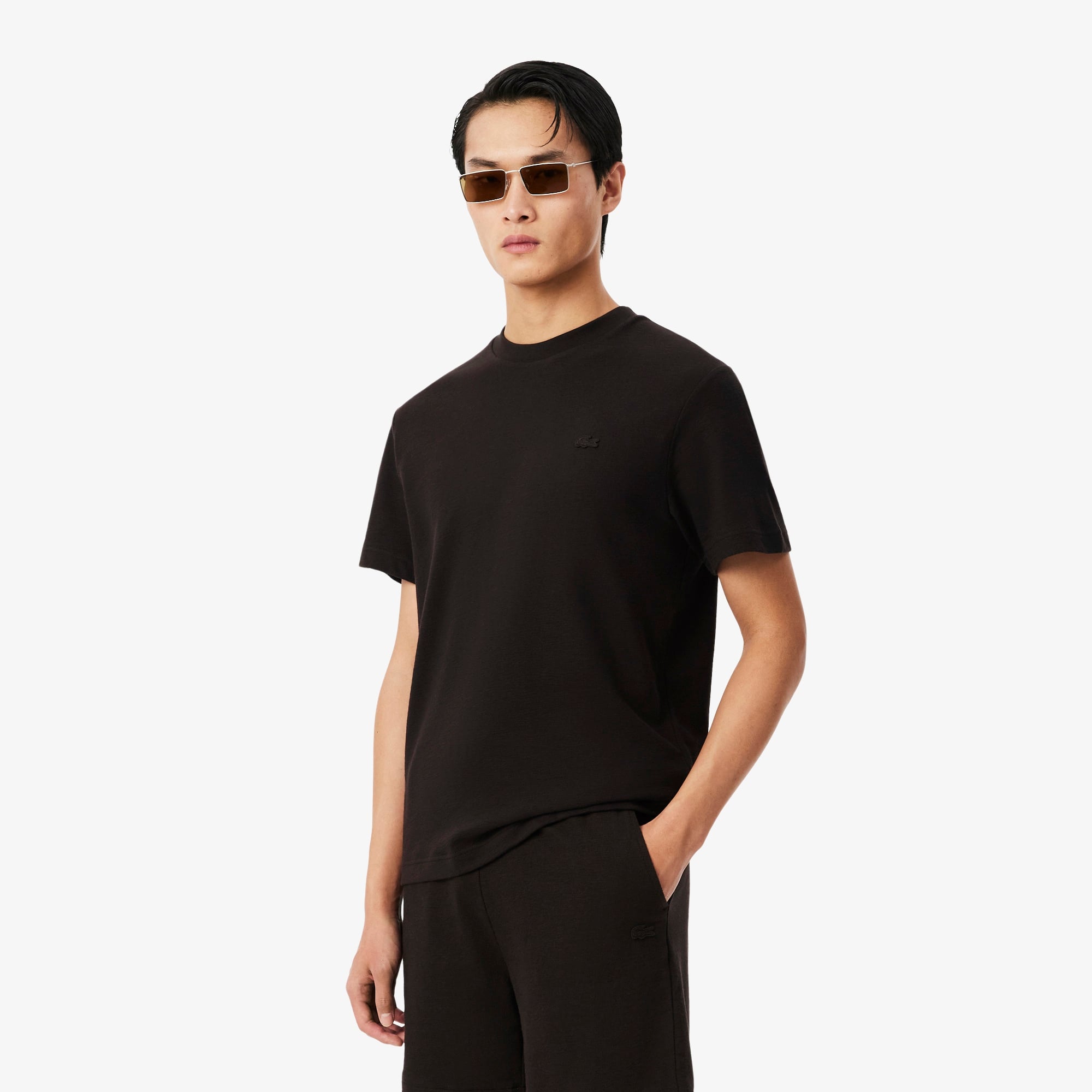 Erkek Classic Fit Bisiklet Yaka Kahverengi T-Shirt