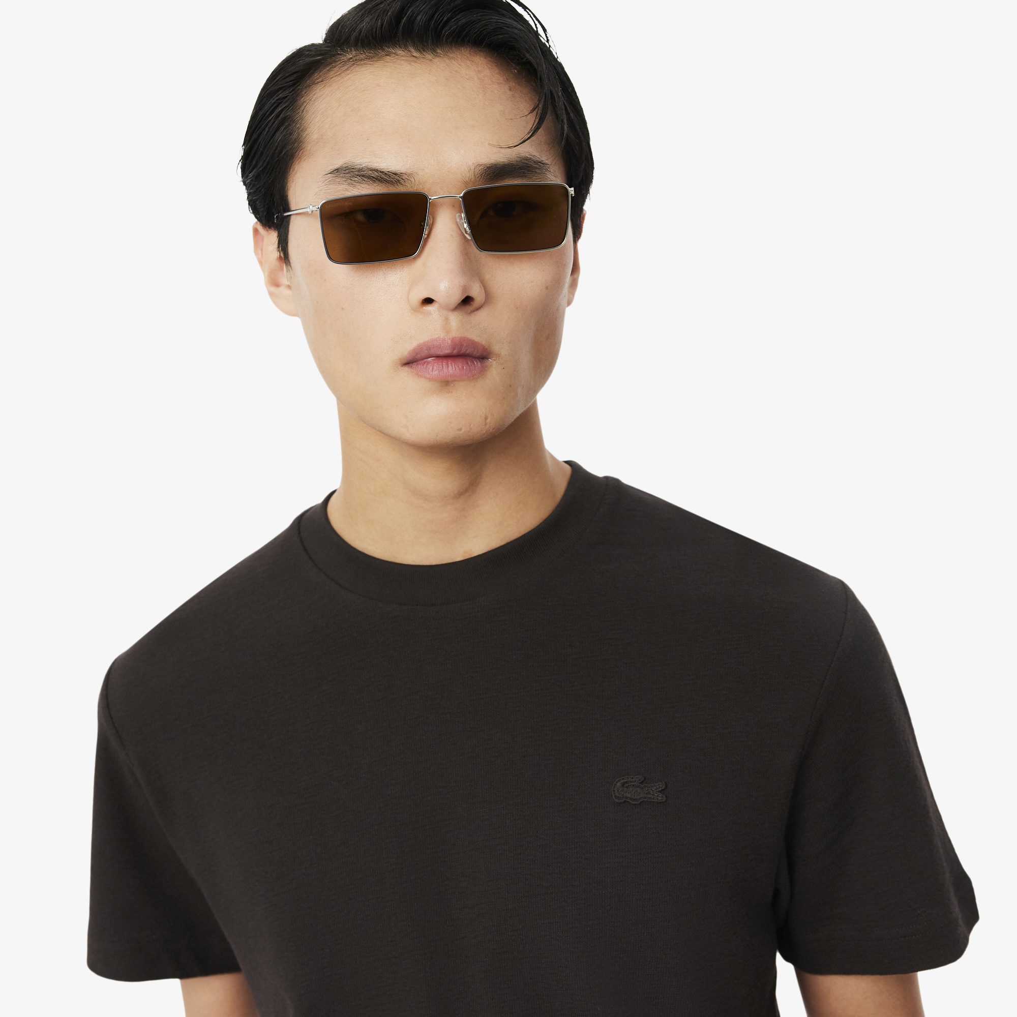 Lacoste Erkek Classic Fit Bisiklet Yaka Kahverengi T-Shirt görsel 2
