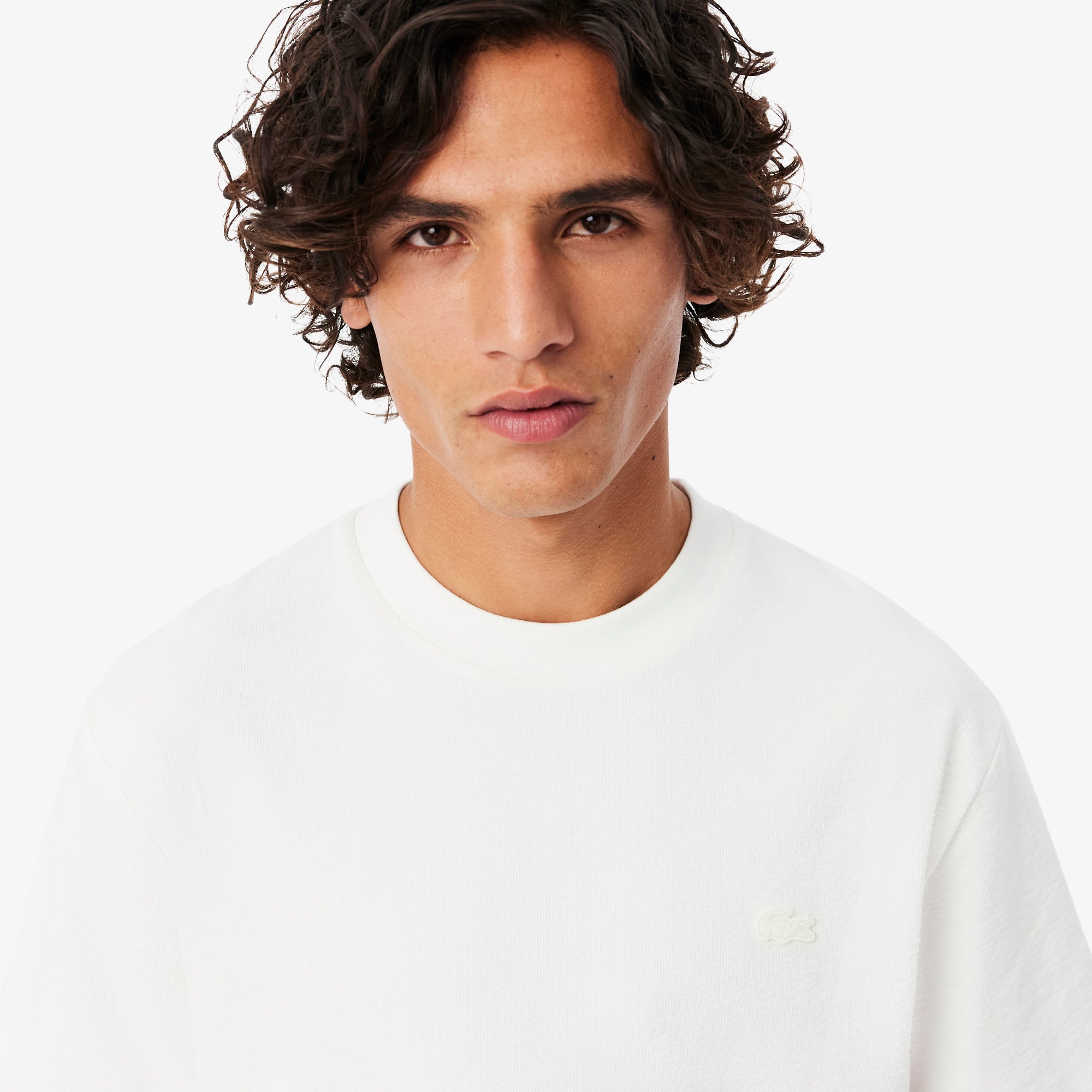 Lacoste Erkek Classic Fit Bisiklet Yaka Beyaz T-Shirt görsel 2