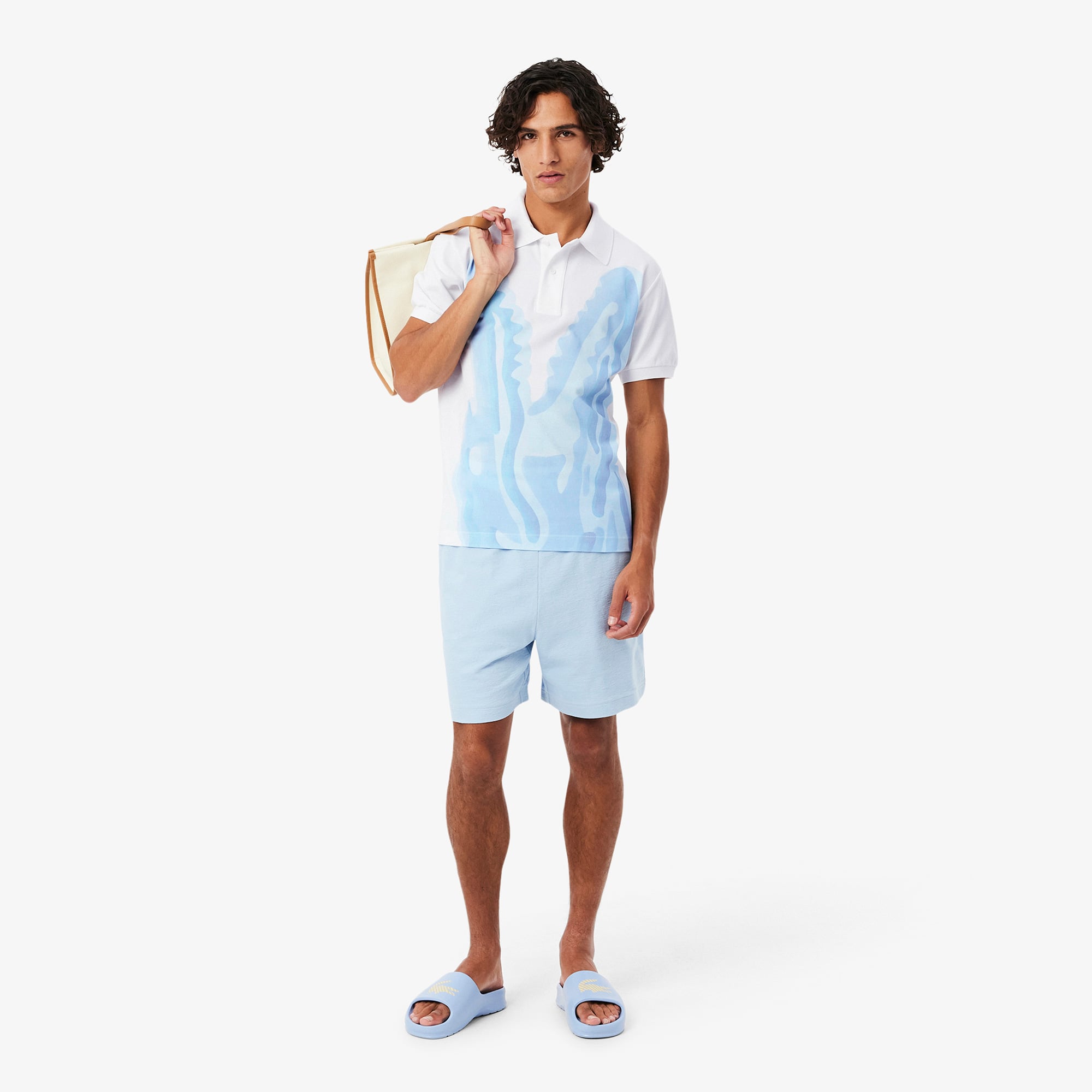 Lacoste Erkek Classic Fit Baskılı Beyaz Polo görsel 2