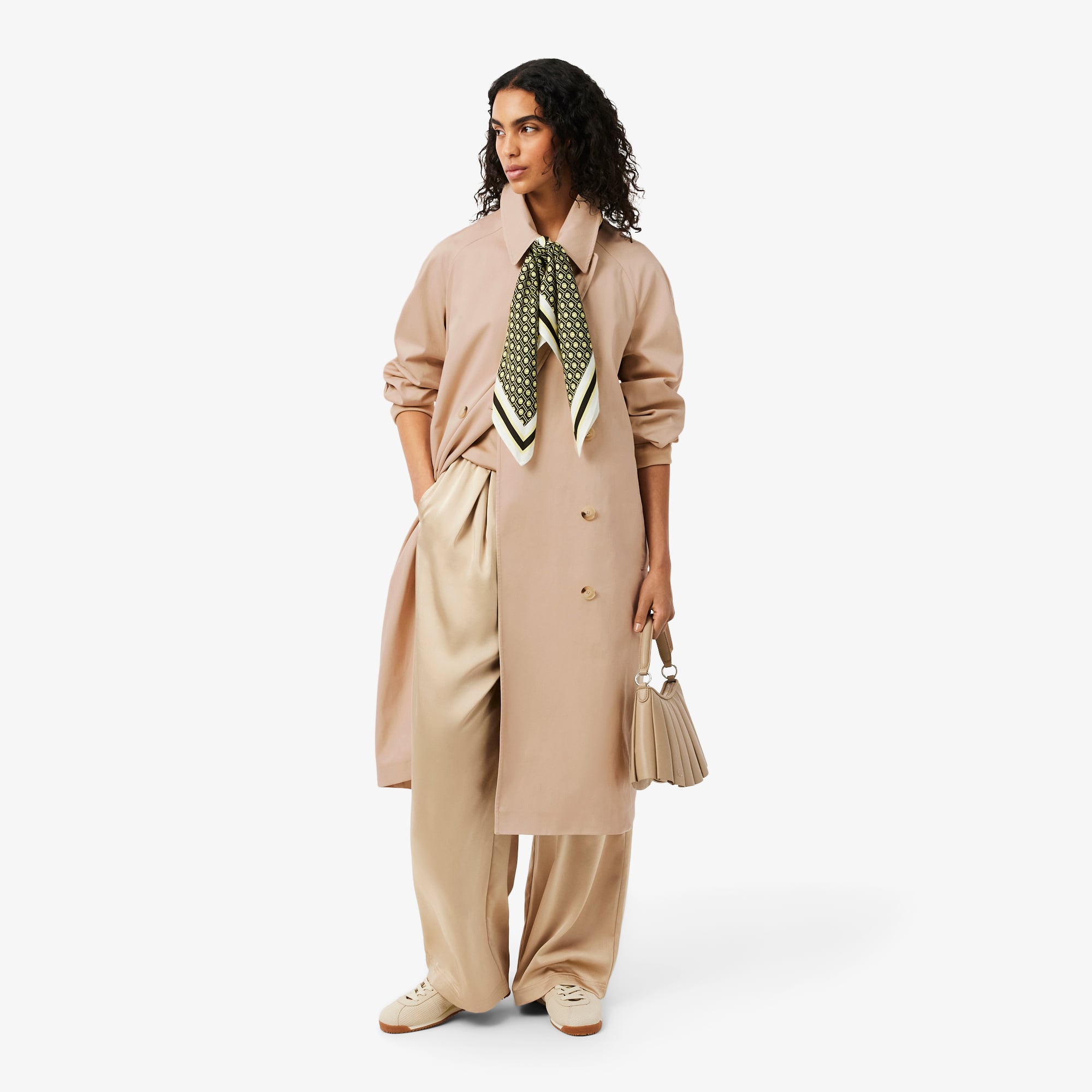 Lacoste Kadın Oversize Fit Bej Trençkot görsel 4