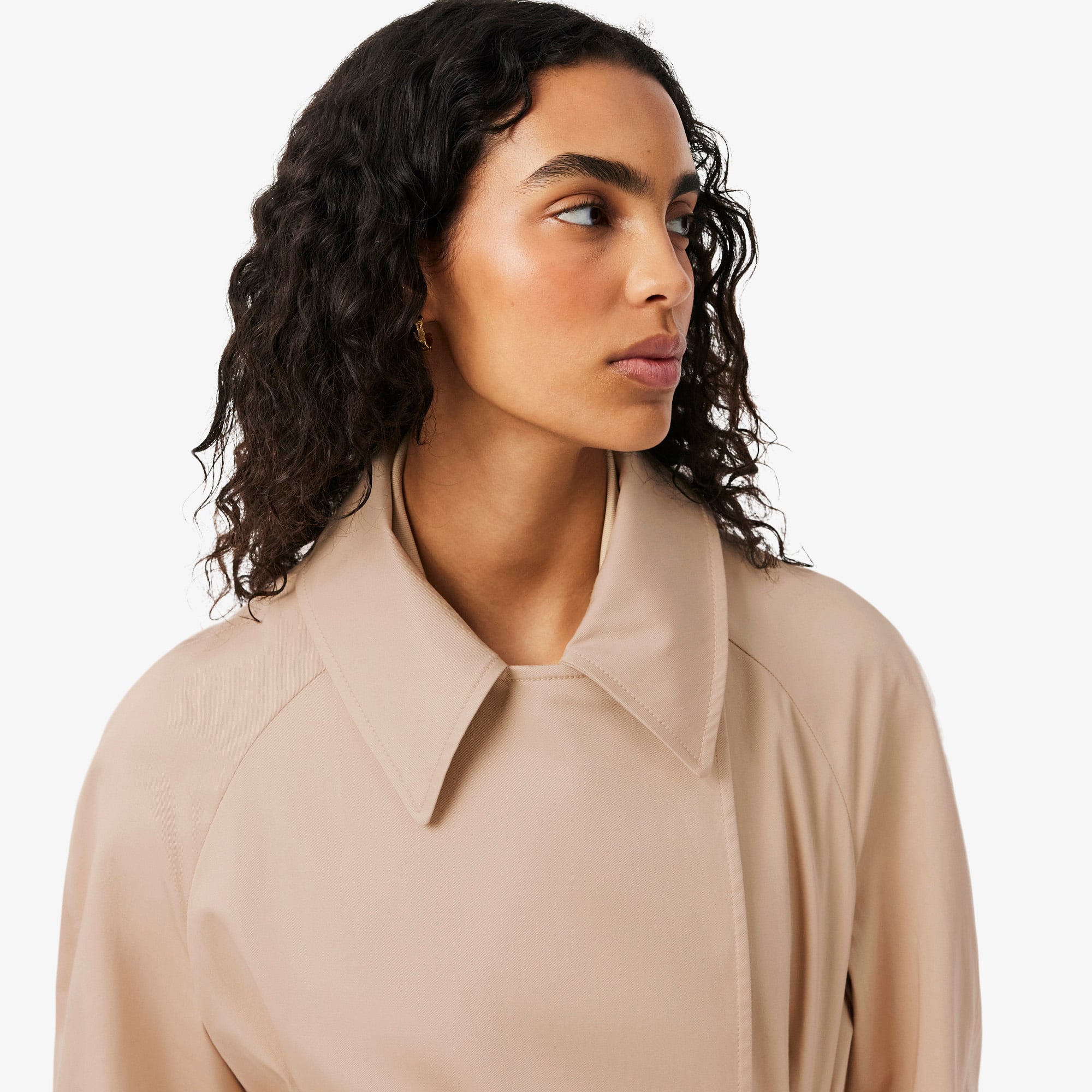 Lacoste Kadın Oversize Fit Bej Trençkot görsel 2
