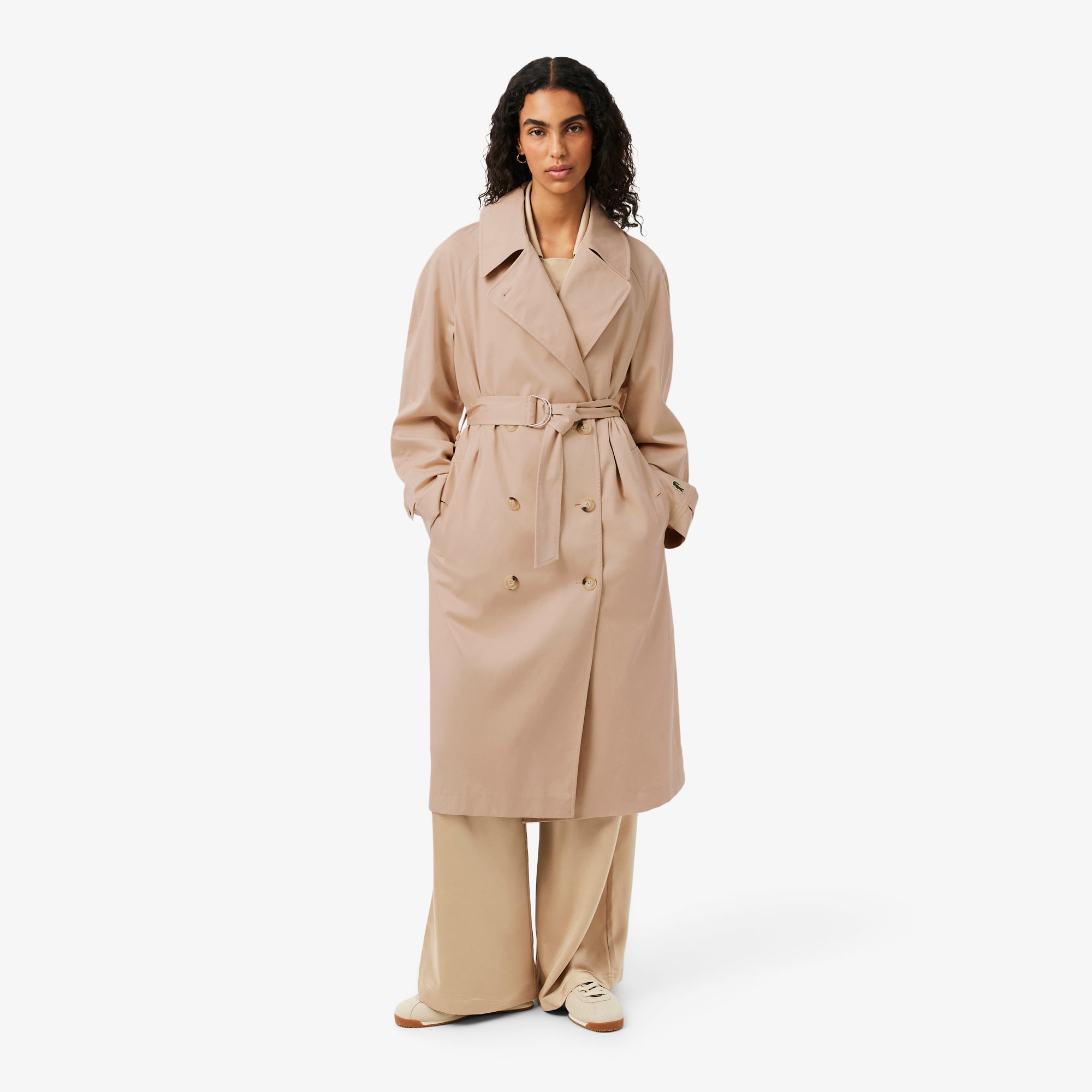 Lacoste Kadın Oversize Fit Bej Trençkot