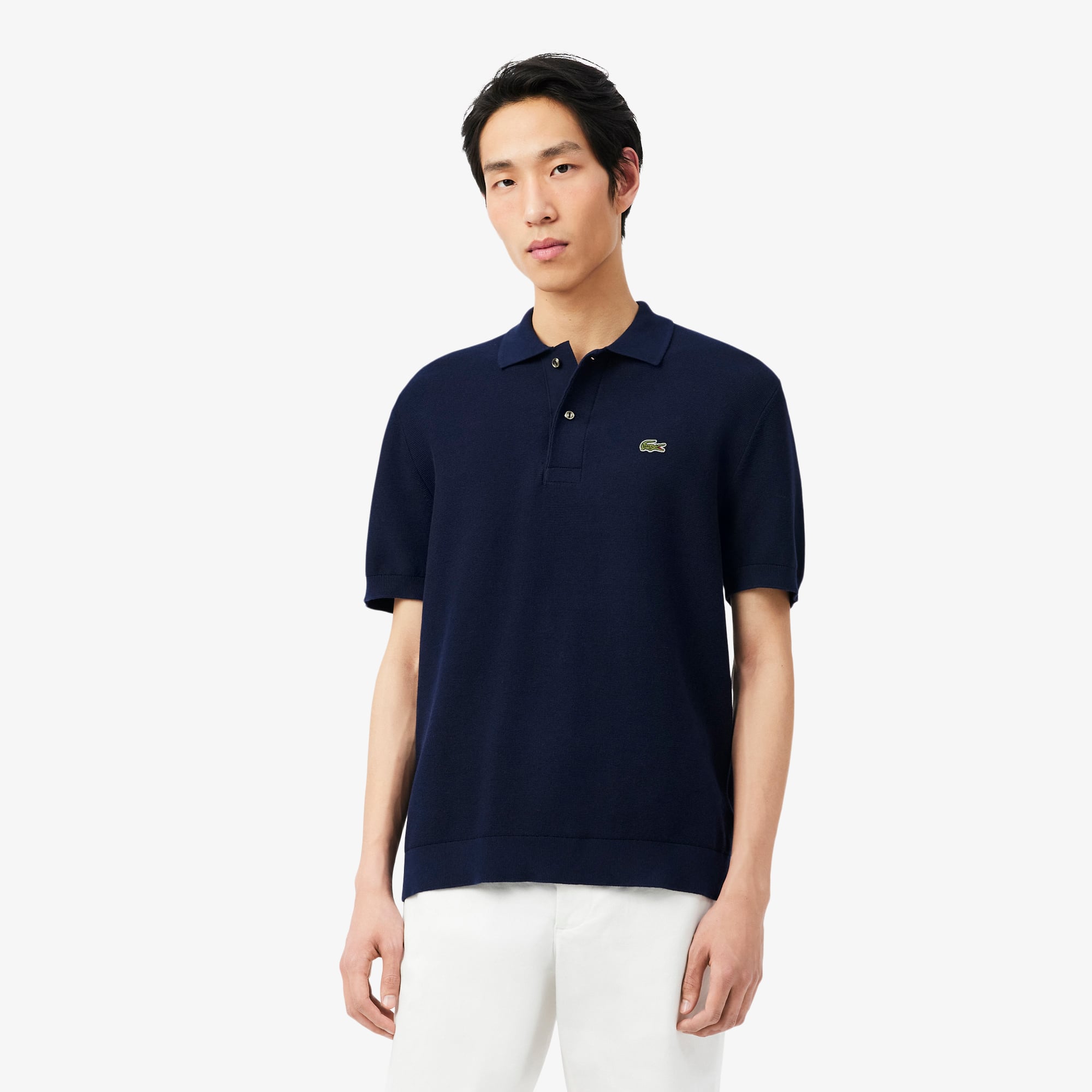 Lacoste Erkek Classic Fit Kısa Kollu Polo Yaka Lacivert Triko