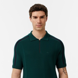 Erkek Classic Fit Kısa Kollu Polo Yaka Koyu Yeşil Triko Yeşil