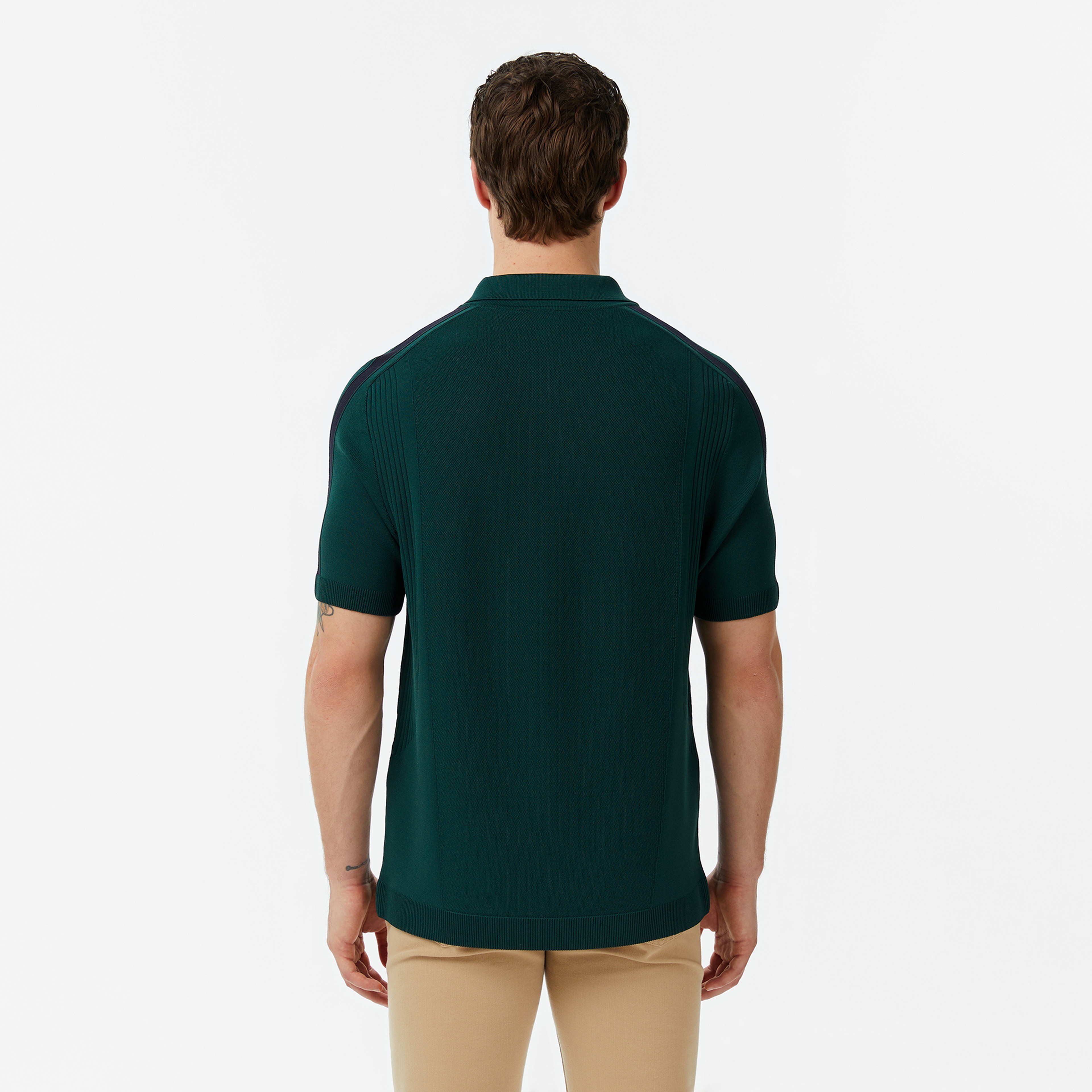 Erkek Classic Fit Kısa Kollu Polo Yaka Koyu Yeşil Triko