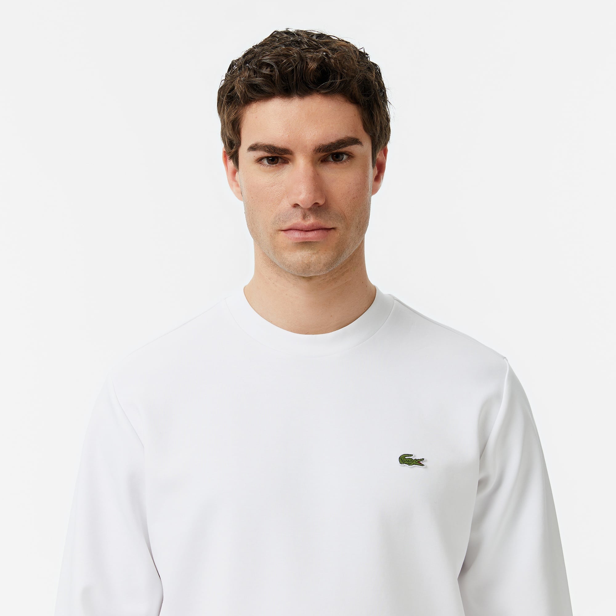 Erkek Classic Fit Bisiklet Yaka Beyaz Sweatshirt