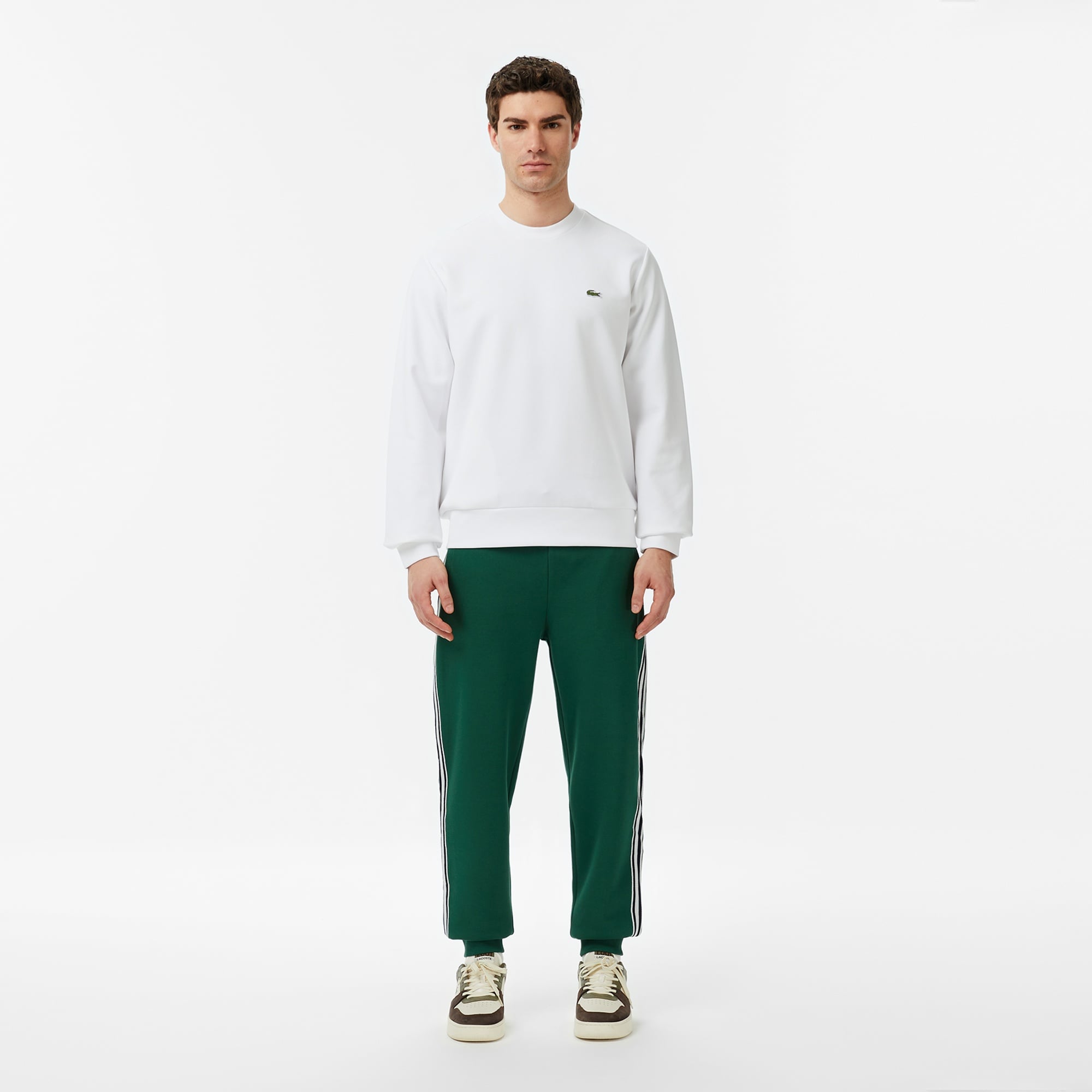 Erkek Classic Fit Bisiklet Yaka Beyaz Sweatshirt