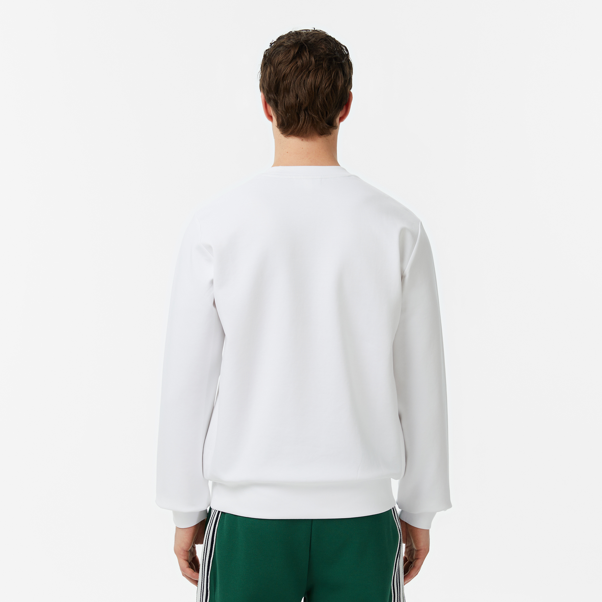 Lacoste Erkek Classic Fit Bisiklet Yaka Beyaz Sweatshirt görsel 2
