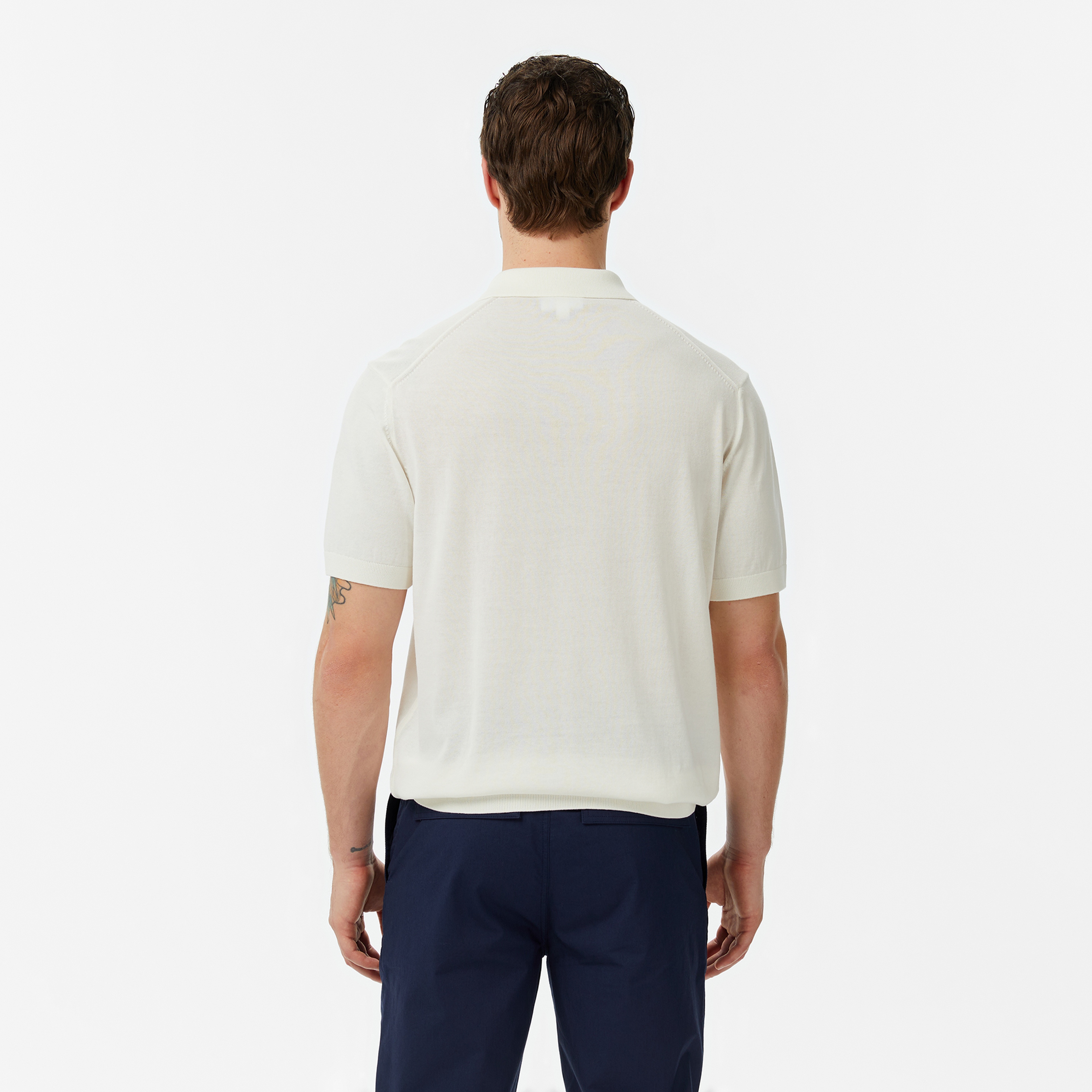 Erkek Classic Fit Kısa Kollu Polo Yaka Krem Triko