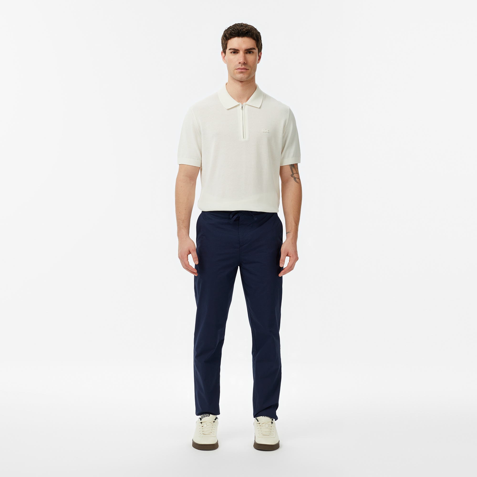 Erkek Classic Fit Kısa Kollu Polo Yaka Krem Triko