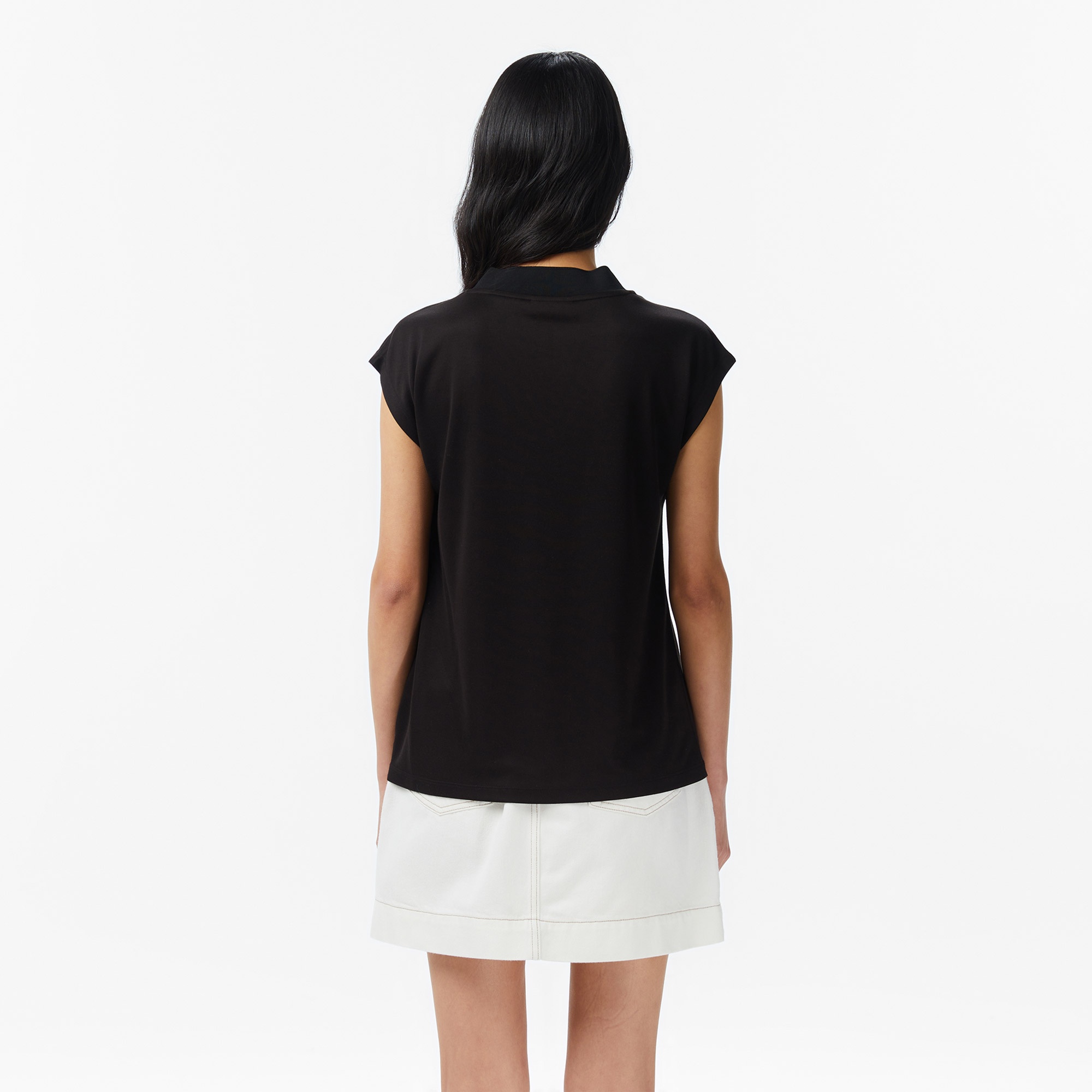 Kadın Slim Fit V Yaka Siyah T-Shirt