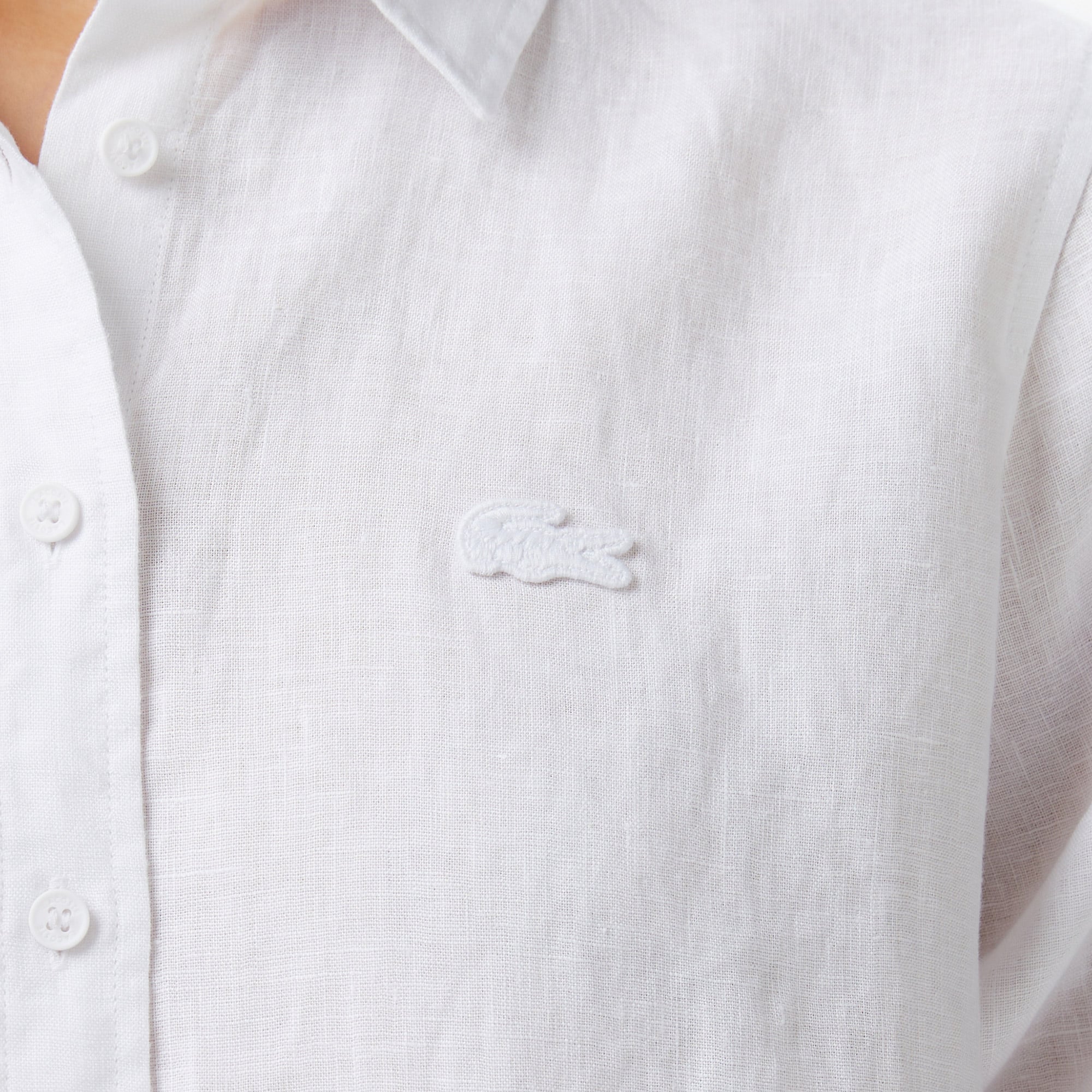 Lacoste Kadın Relaxed Fit Beyaz Gömlek görsel 7