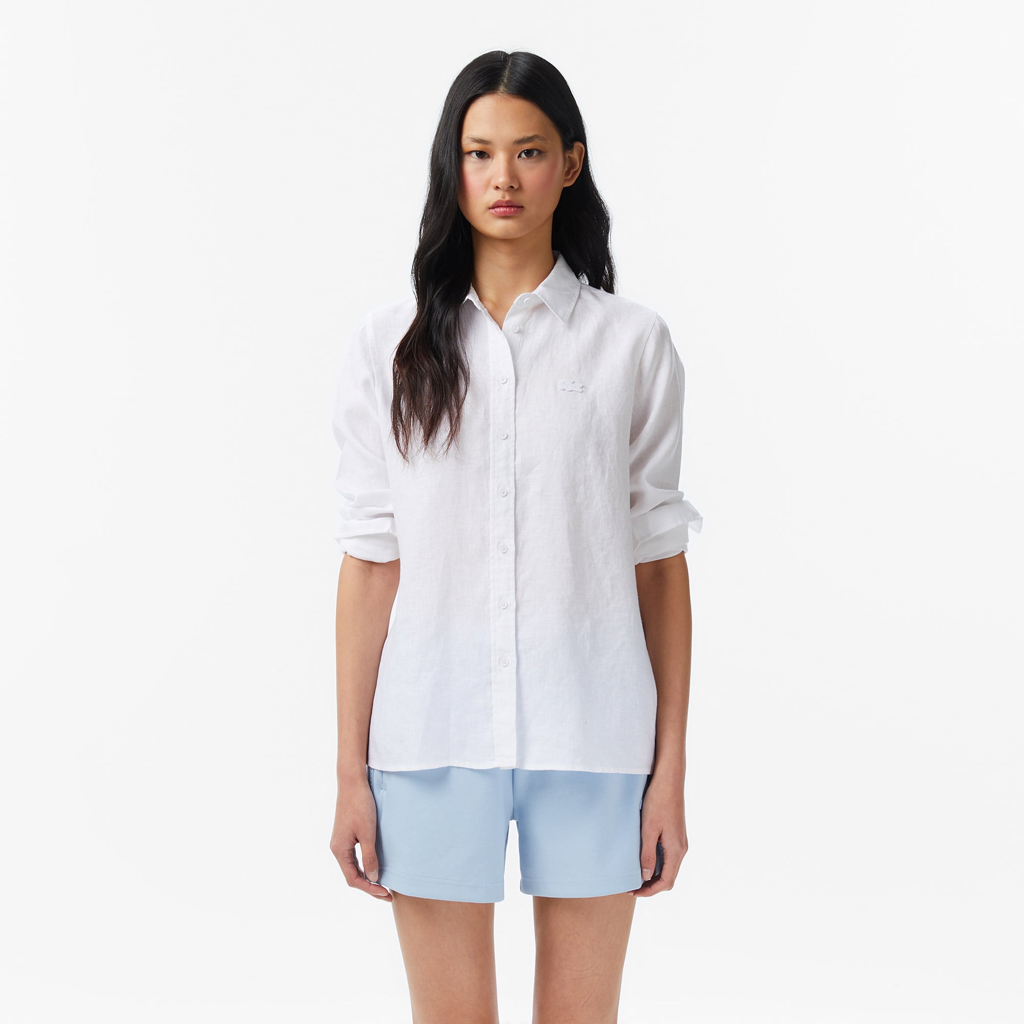 Lacoste Kadın Relaxed Fit Beyaz Gömlek