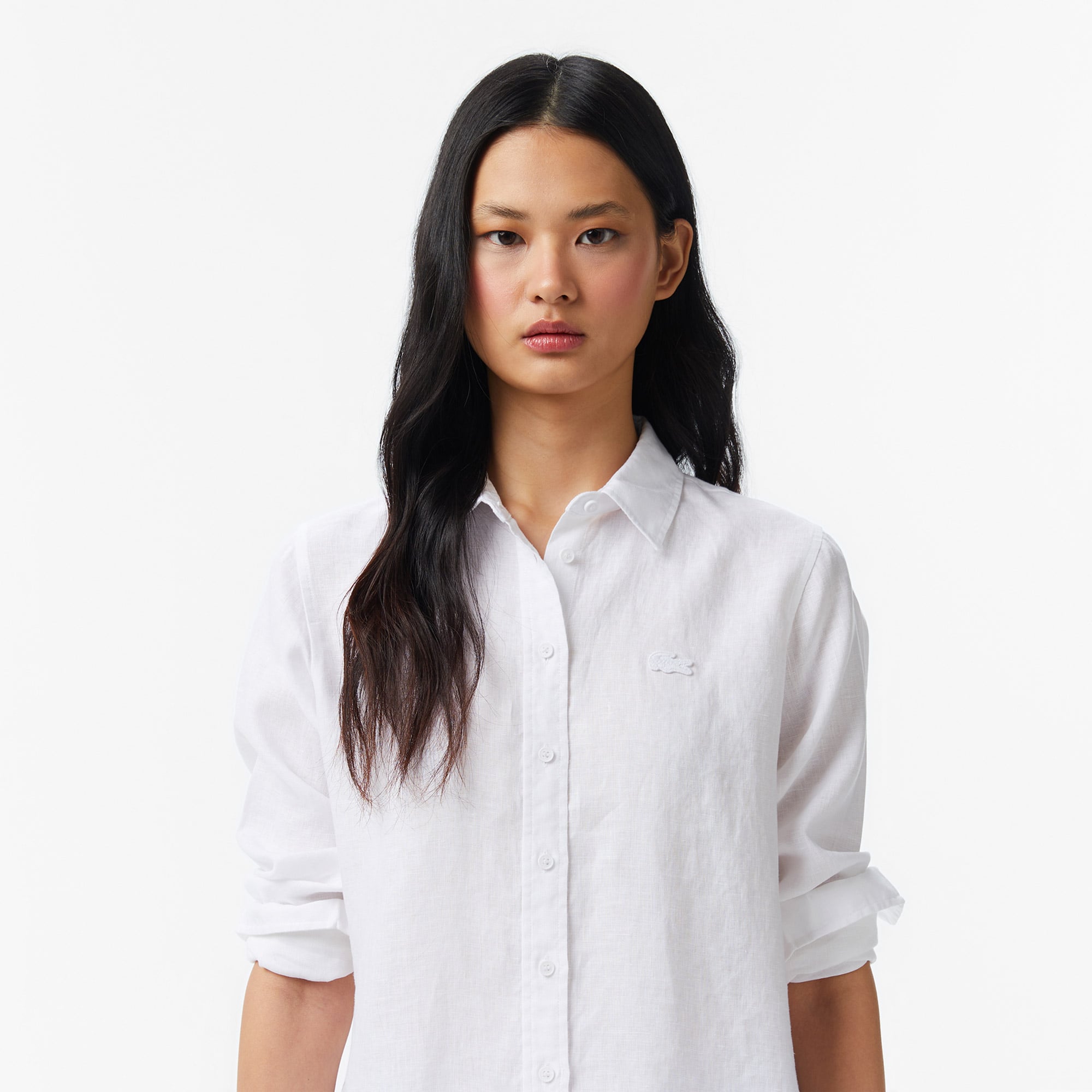 Lacoste Kadın Relaxed Fit Beyaz Gömlek görsel 2